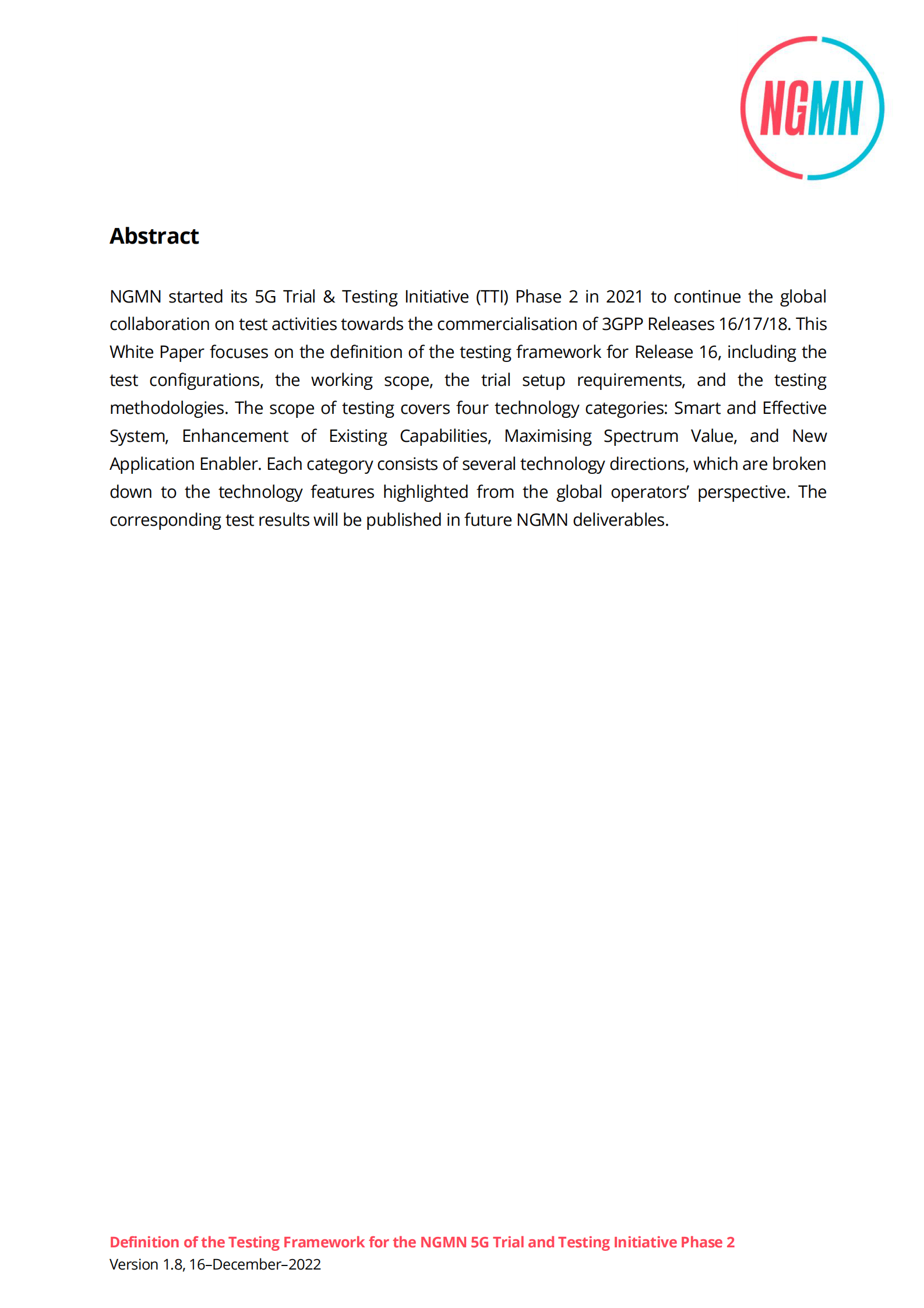 NGMN：5G演进测试项目第二阶段测试框架定义【英文版】 第4页