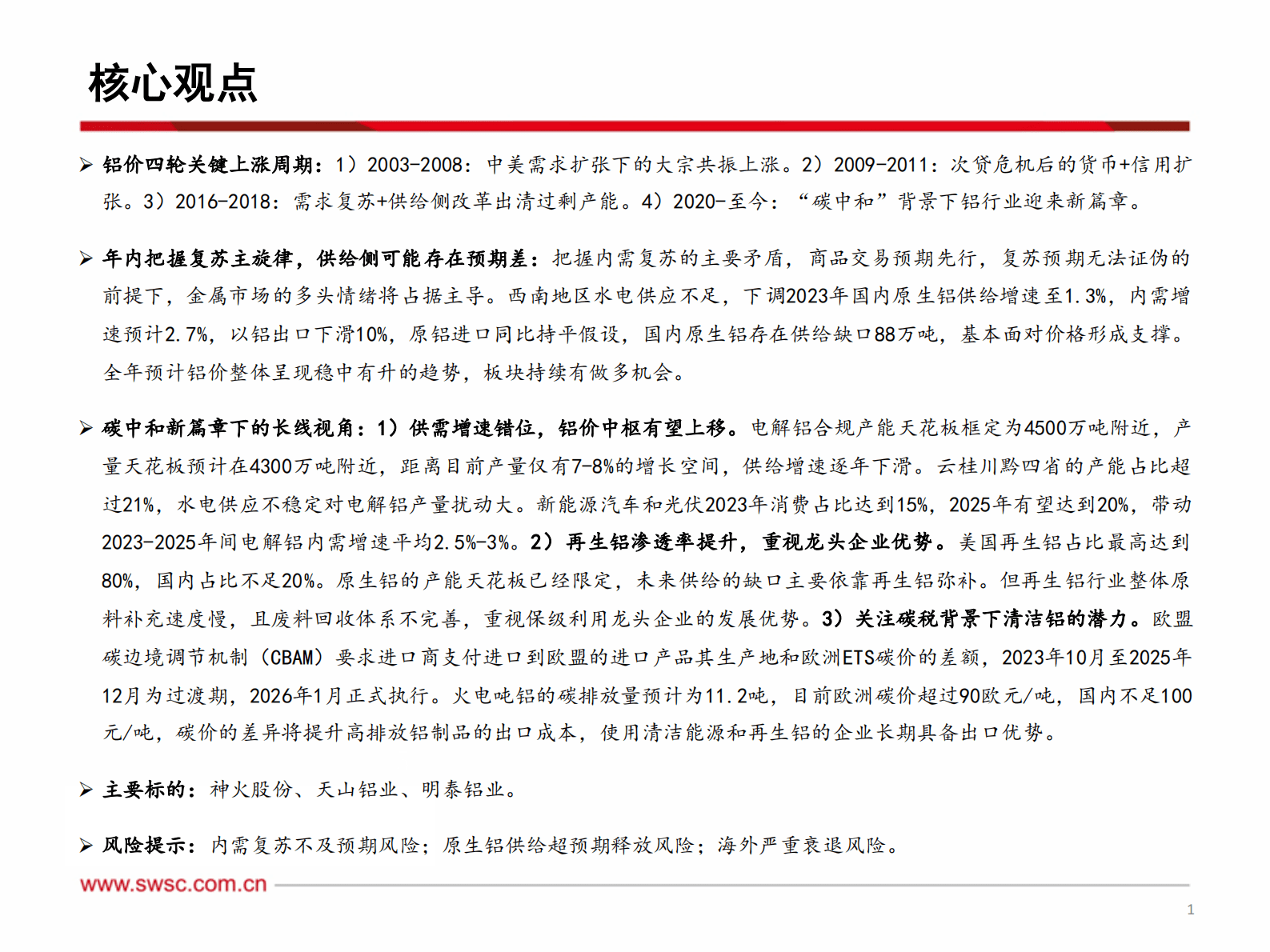 有色-铝行业报告：把握内需复苏主线，碳中和开启新篇章 第2页