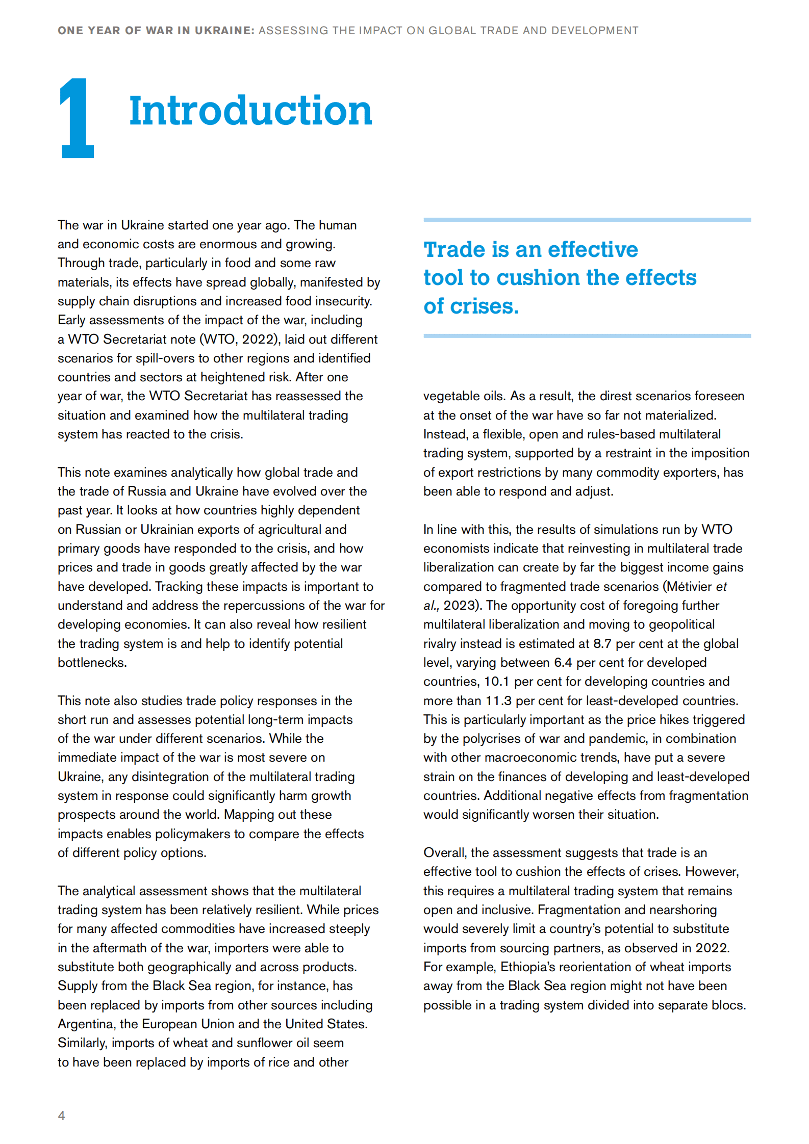 世界贸易组织：乌克兰冲突一周年：评估对全球贸易和发展的影响【英文版】 第6页