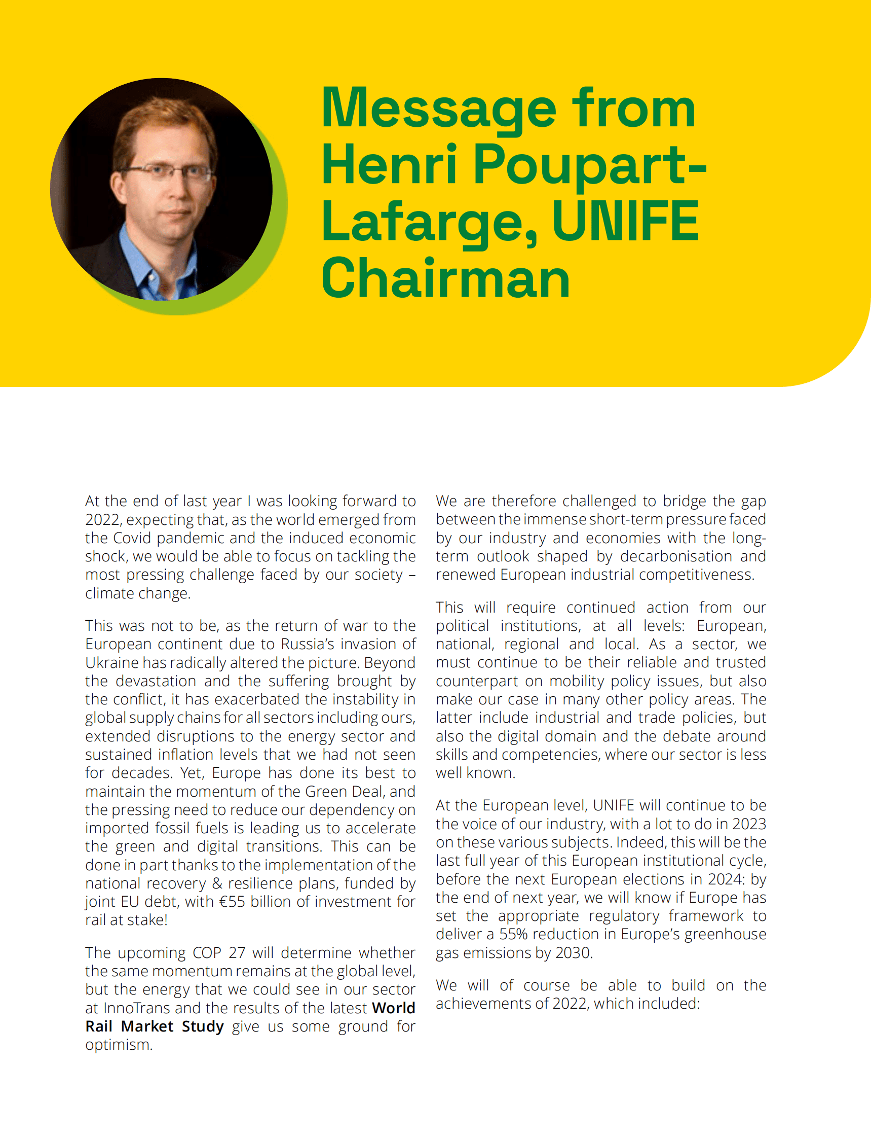 UNIFE：欧洲铁路行业联盟2022年度报告【英文版】 第4页