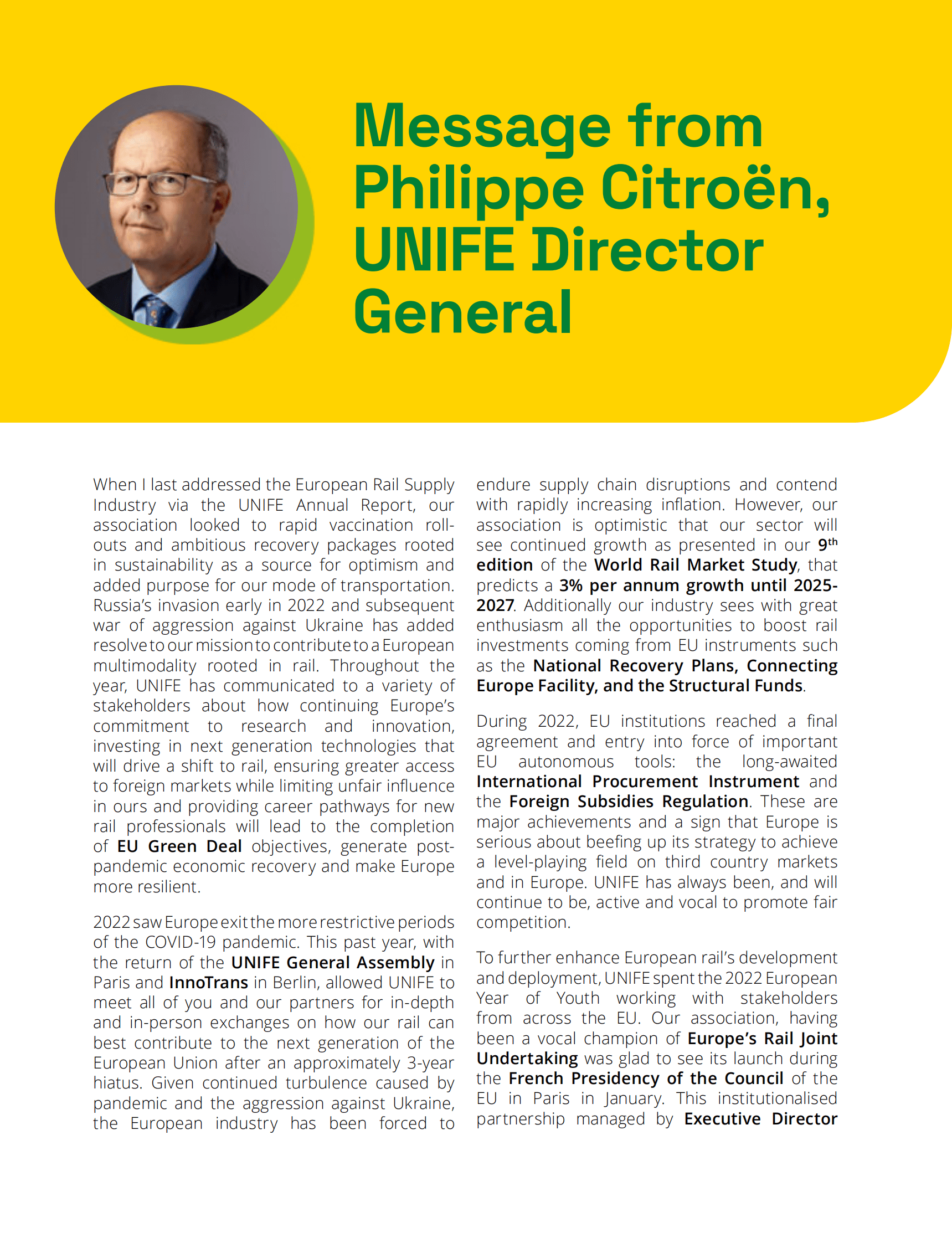 UNIFE：欧洲铁路行业联盟2022年度报告【英文版】 第6页