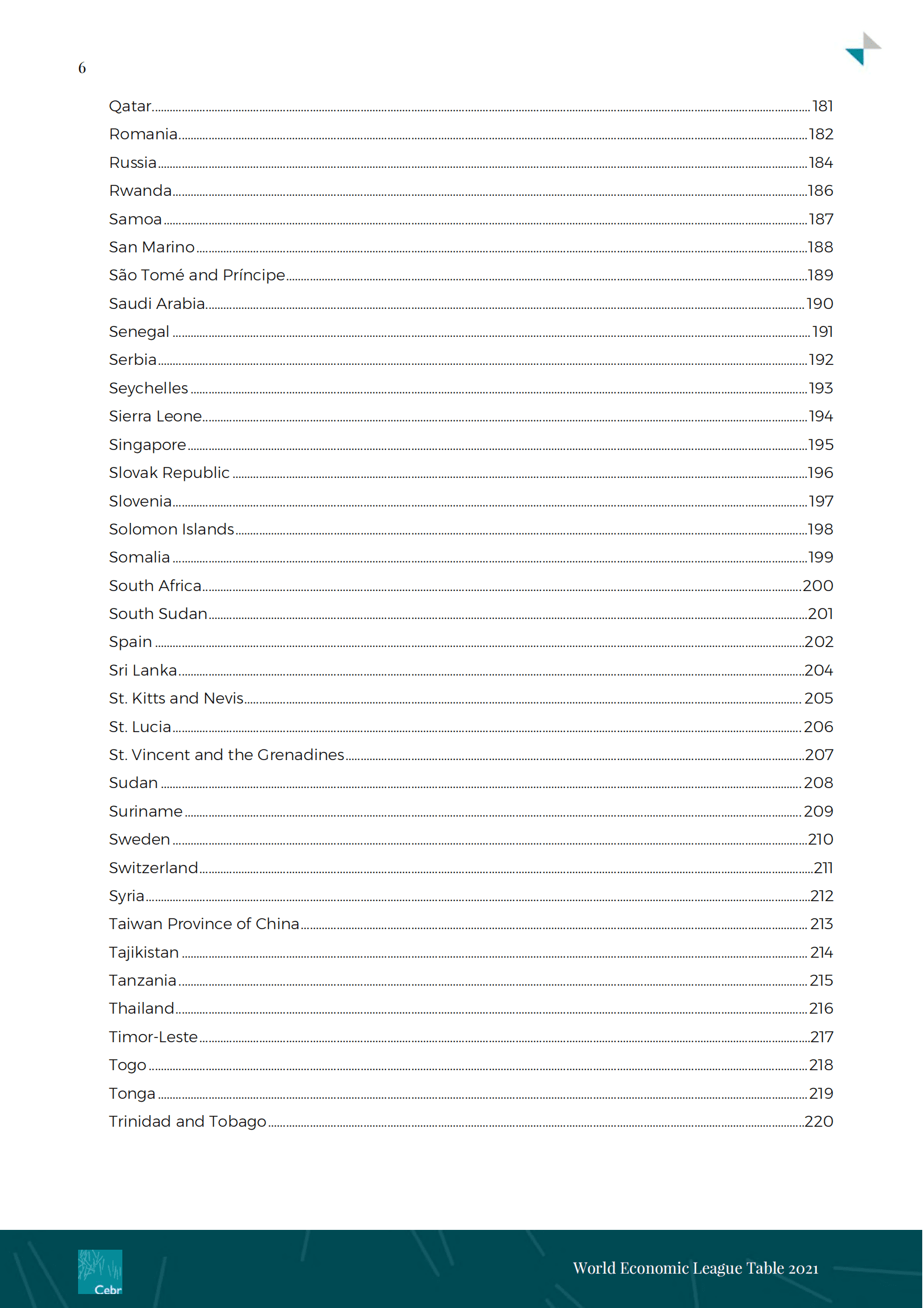 英国智库CEBR：2021年世界经济排名报告——2028年中国超越美国成为全球最大经济体【英文版】 第6页