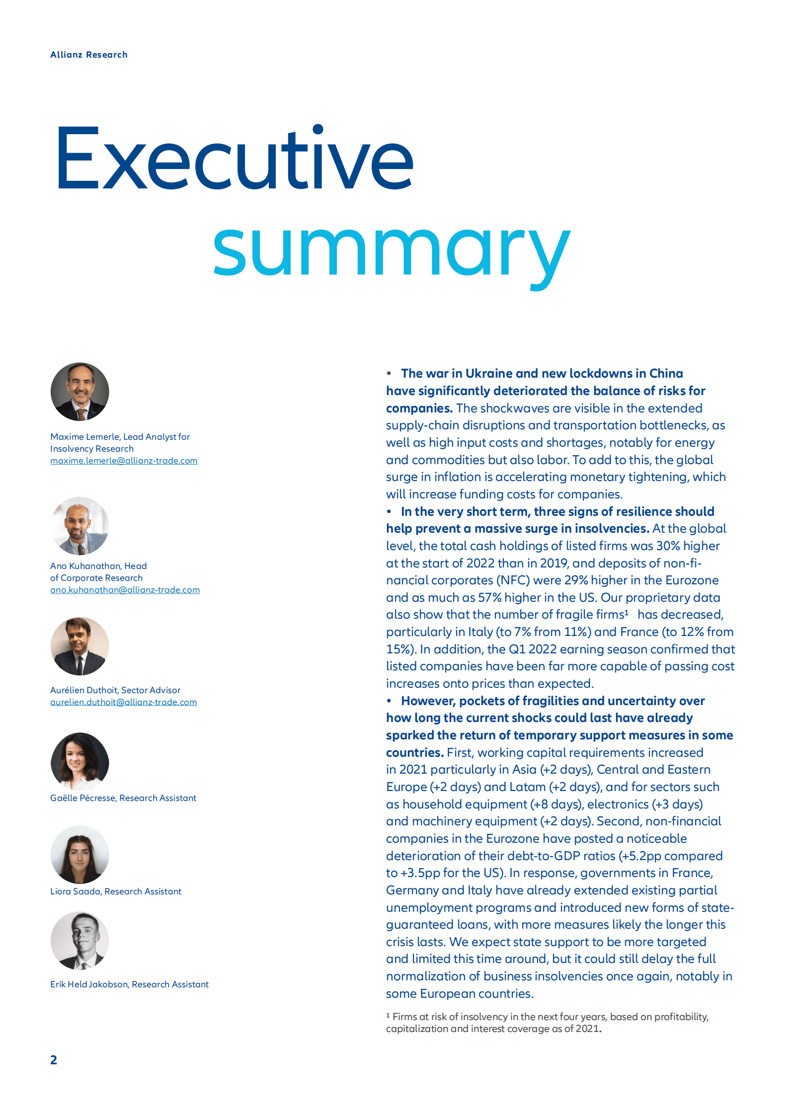 Allianz Research：2022年全球破产报告【英文版】 第2页