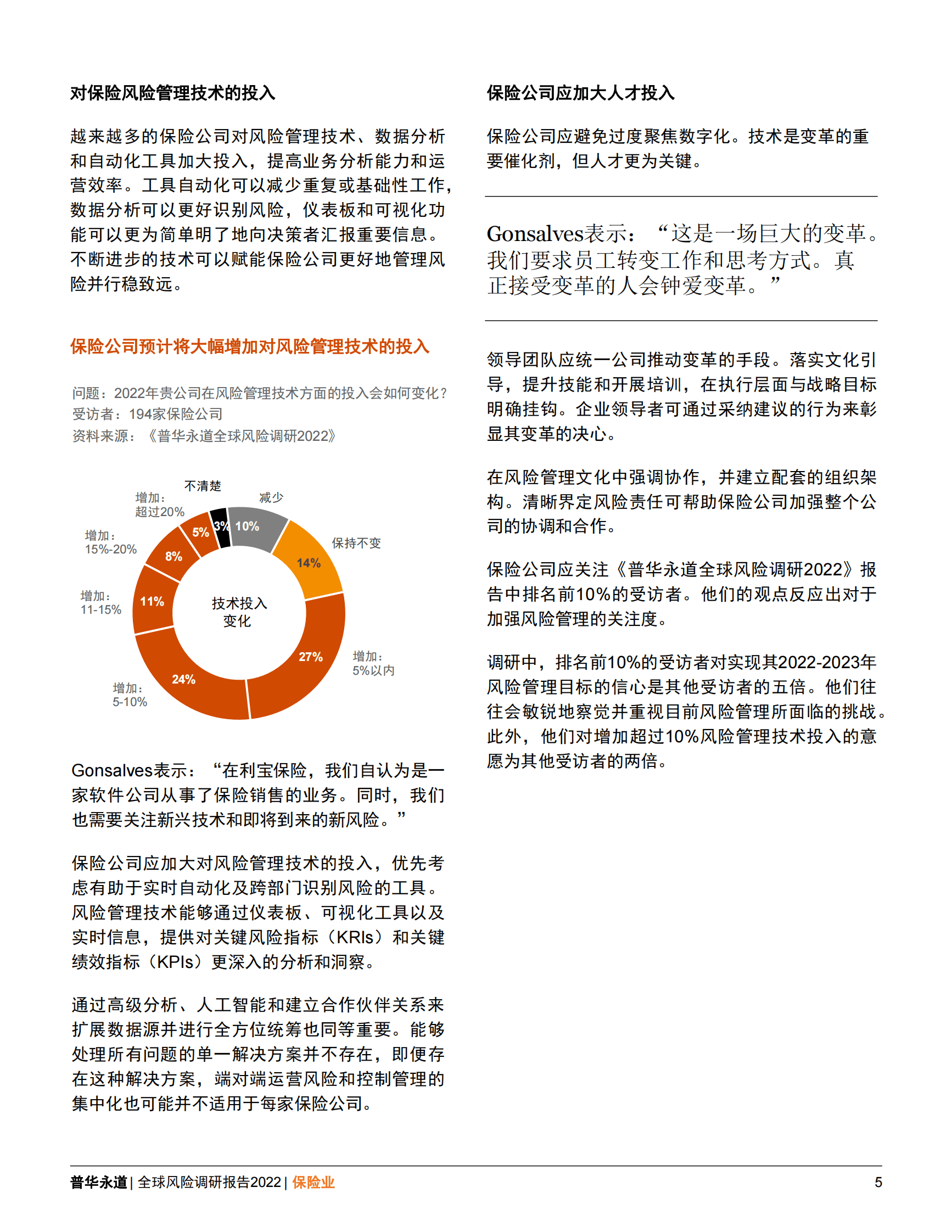 普华永道：全球风险调研2022：保险业报告 第5页