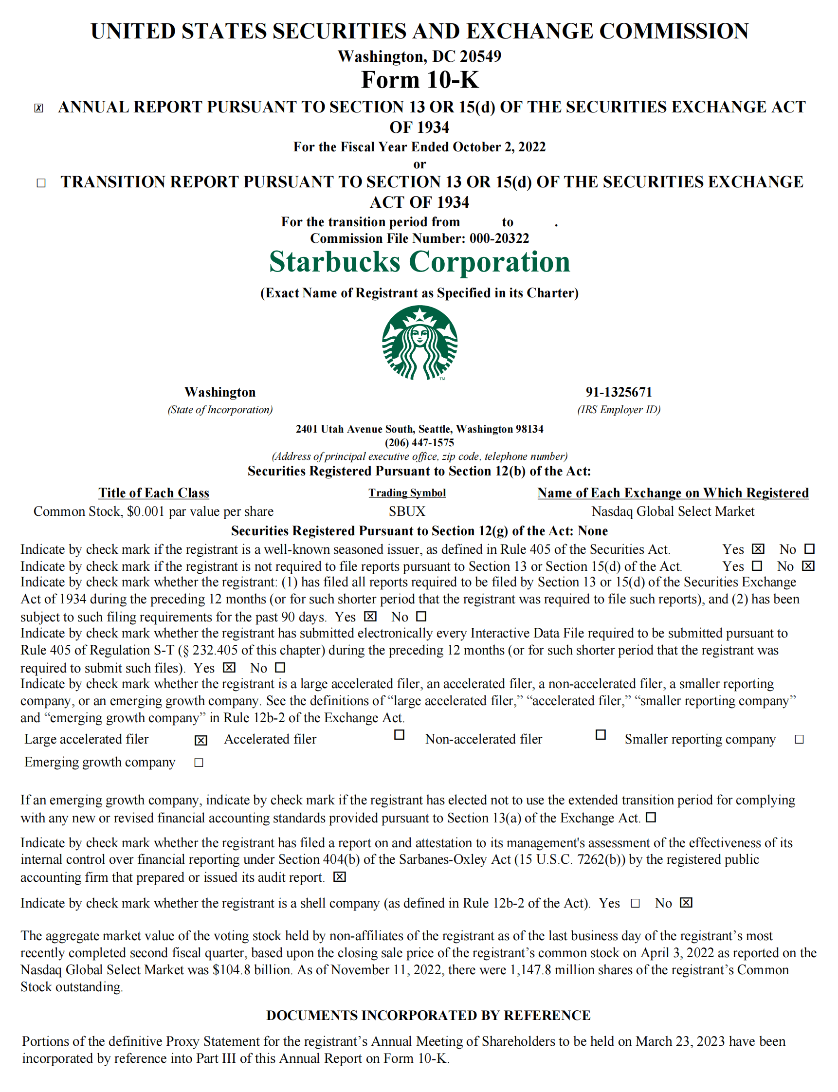 星巴克：2022年度业绩报告 第3页