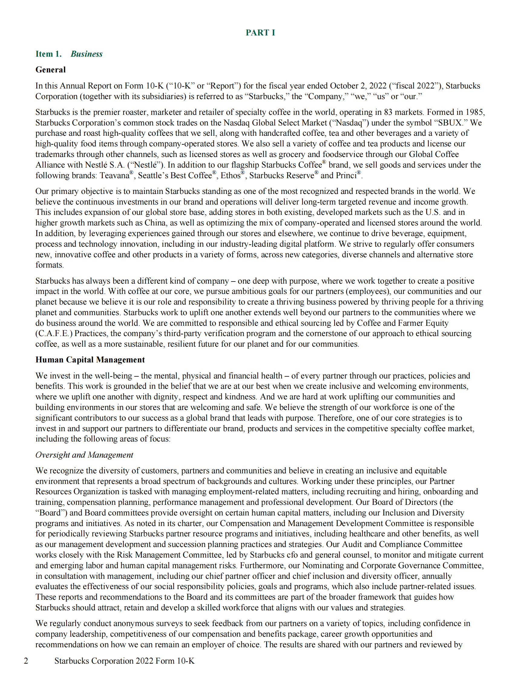 星巴克：2022年度业绩报告 第6页
