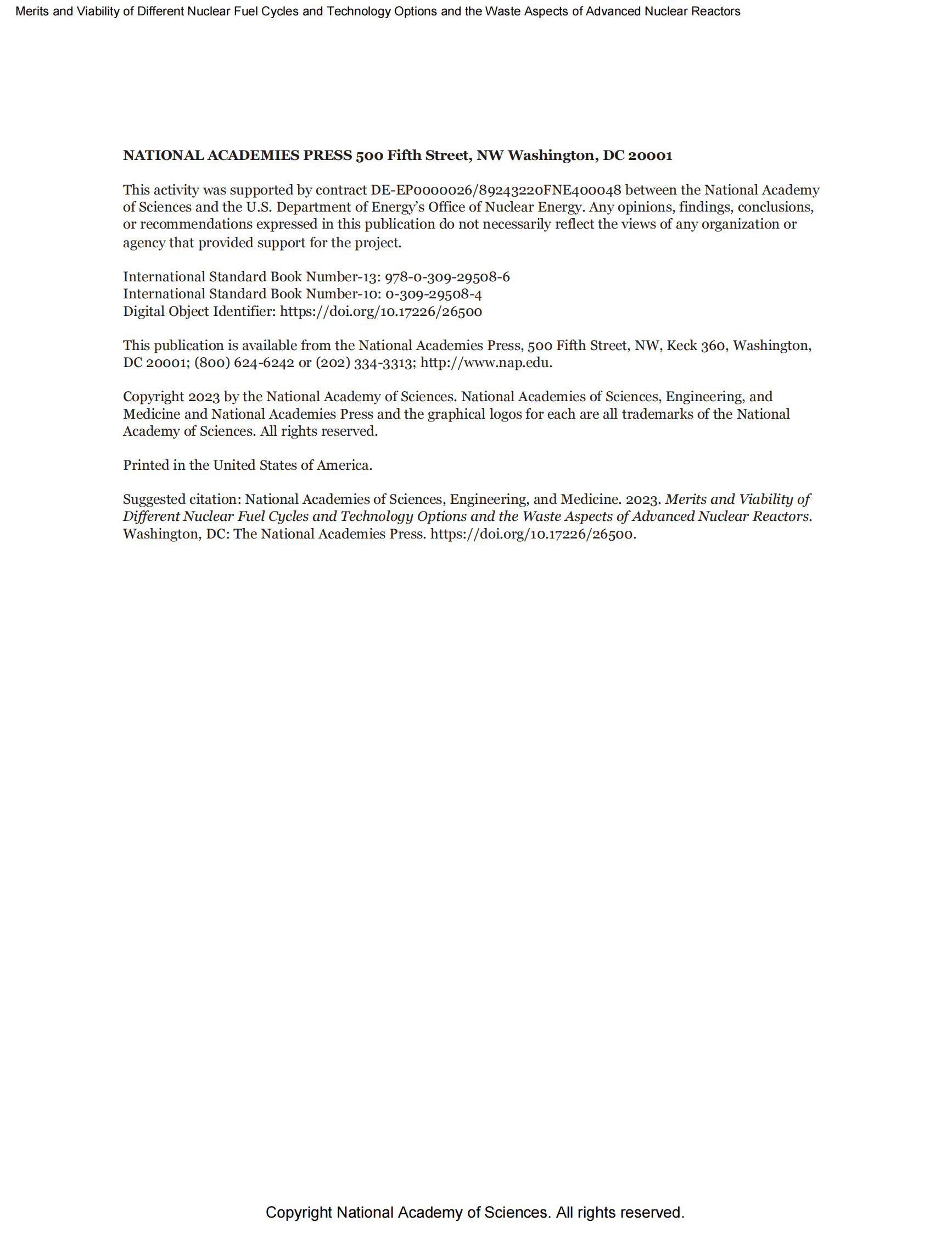 NAP：不同核燃料循环的优点和可行性以及技术选择（2023）（英） 第2页
