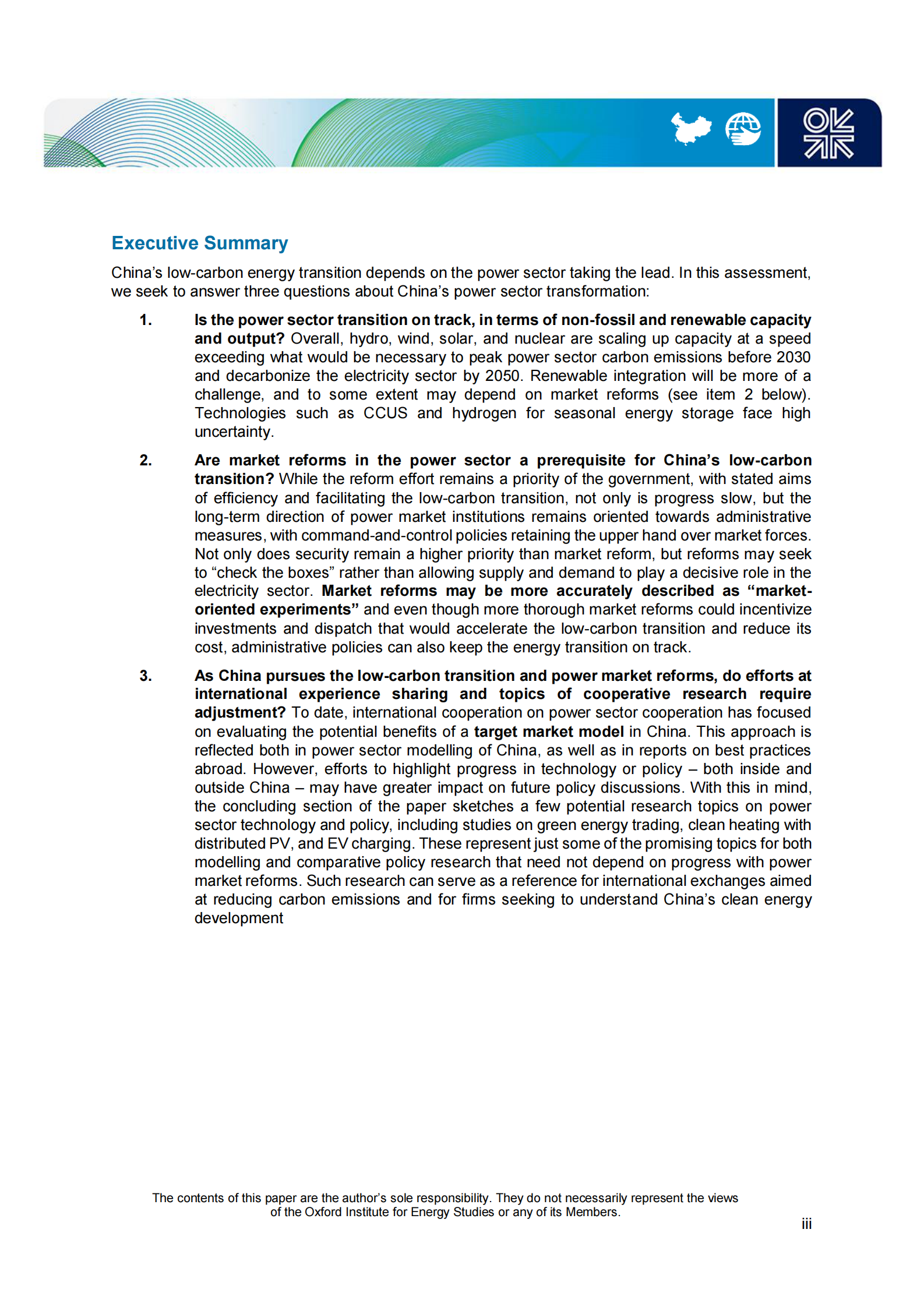 牛津能源研究所：中国电力行业低碳转型评估【英文版】 第4页