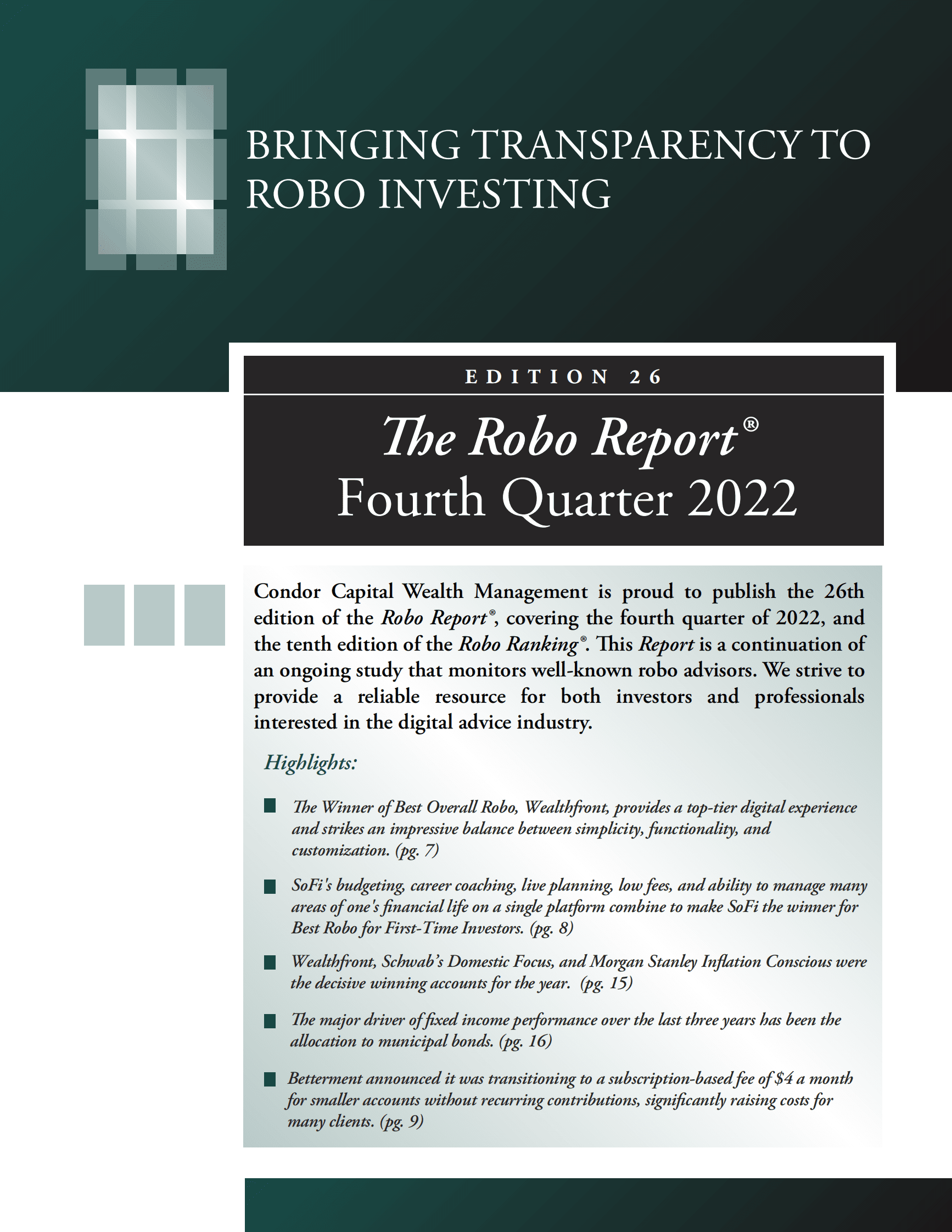 Robo：2022年第四季度机器人报告【英文版】 第1页