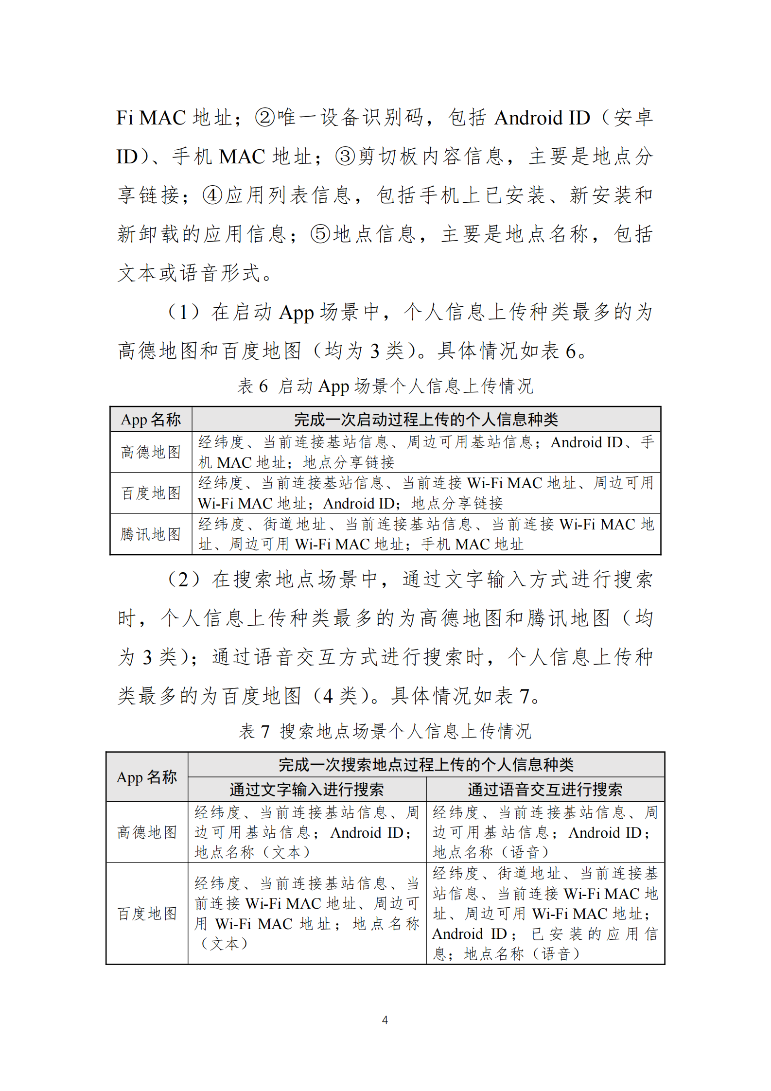 国家互联网应急中心：&ldquo;地图导航类&rdquo;App个人信息收集情况测试报告 第4页