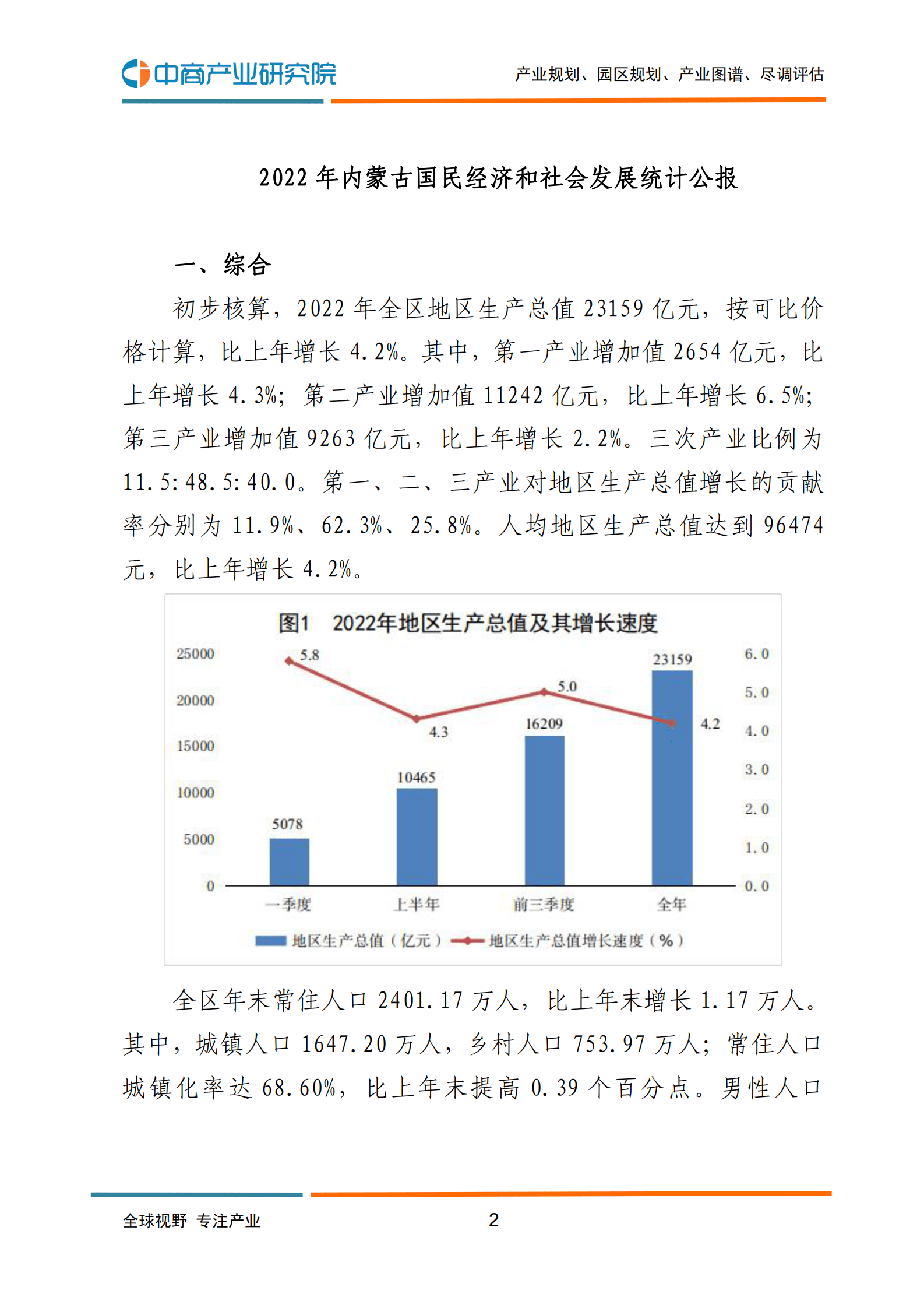 中商产业研究院：2022年内蒙古自治区国民经济和社会发展统计公报 第3页