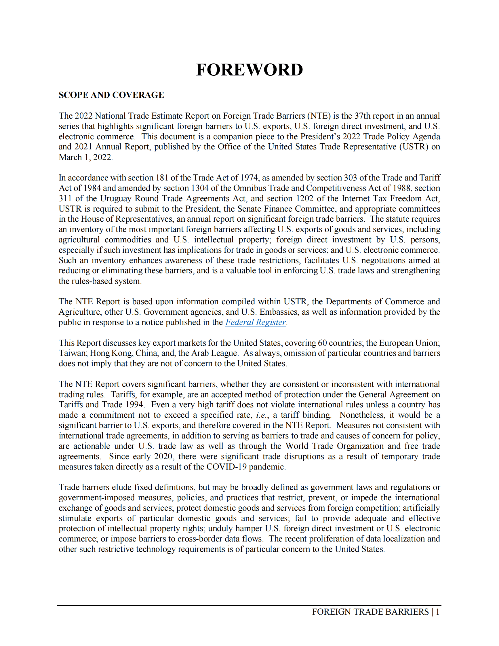2022年美国对外贸易壁垒国家贸易评估报告【英文版】 第6页