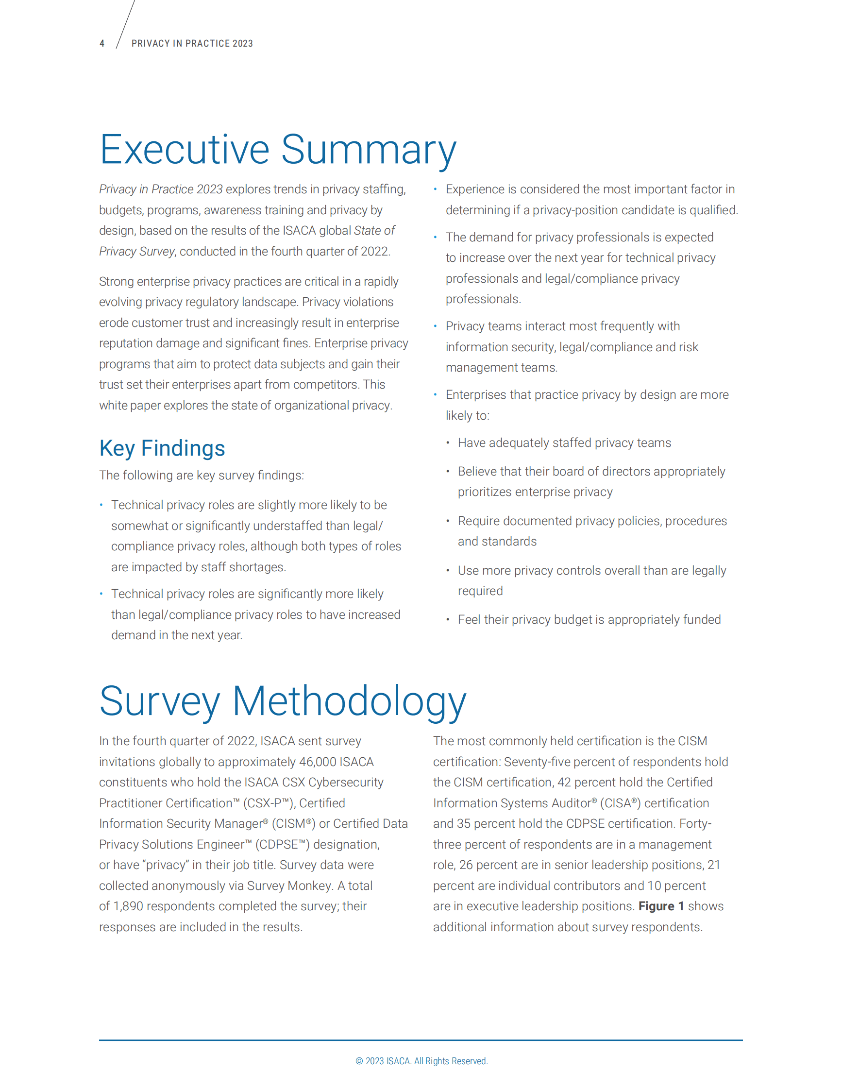 ISACA：2023年度隐私实践研究报告（英文版） 第4页