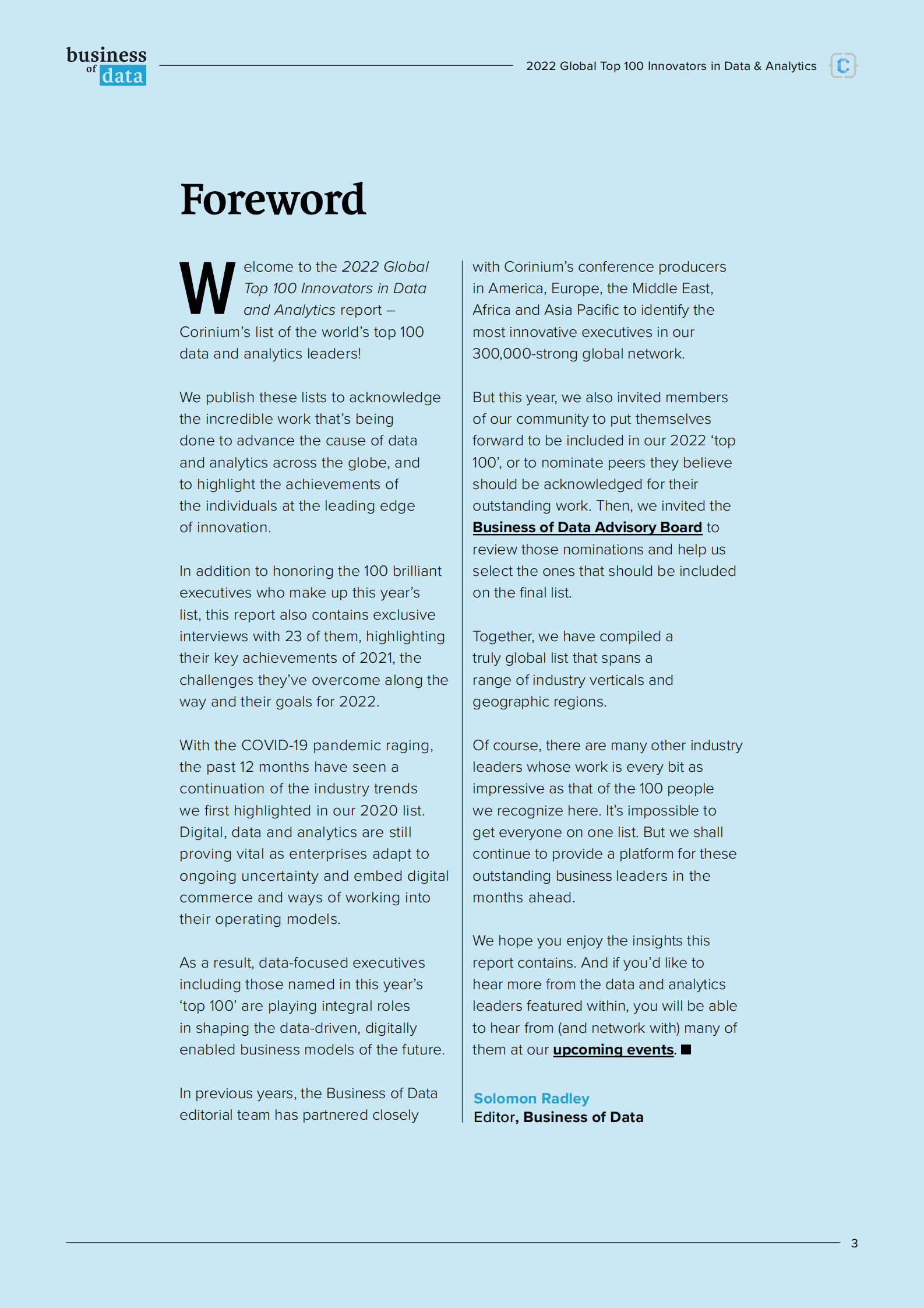 Corinium：2022年全球数据与分析领域的百大创新者（英） 第3页