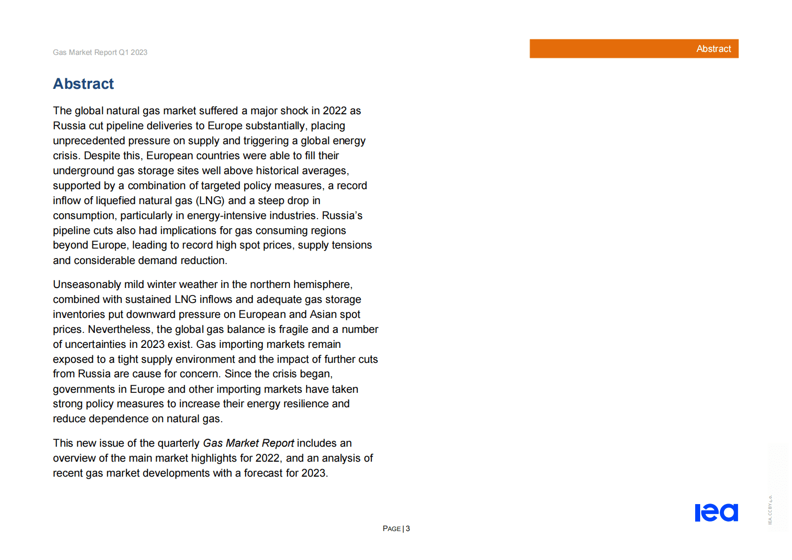 IEA：2023年第一季度天然气市场报告【英文版】 第3页