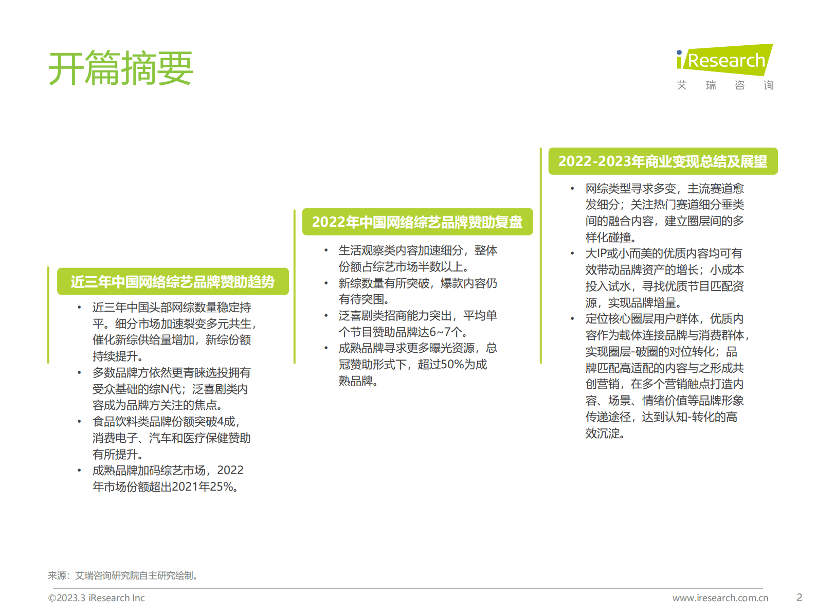 艾瑞咨询：2022年中国网络综艺商业变现复盘 第2页