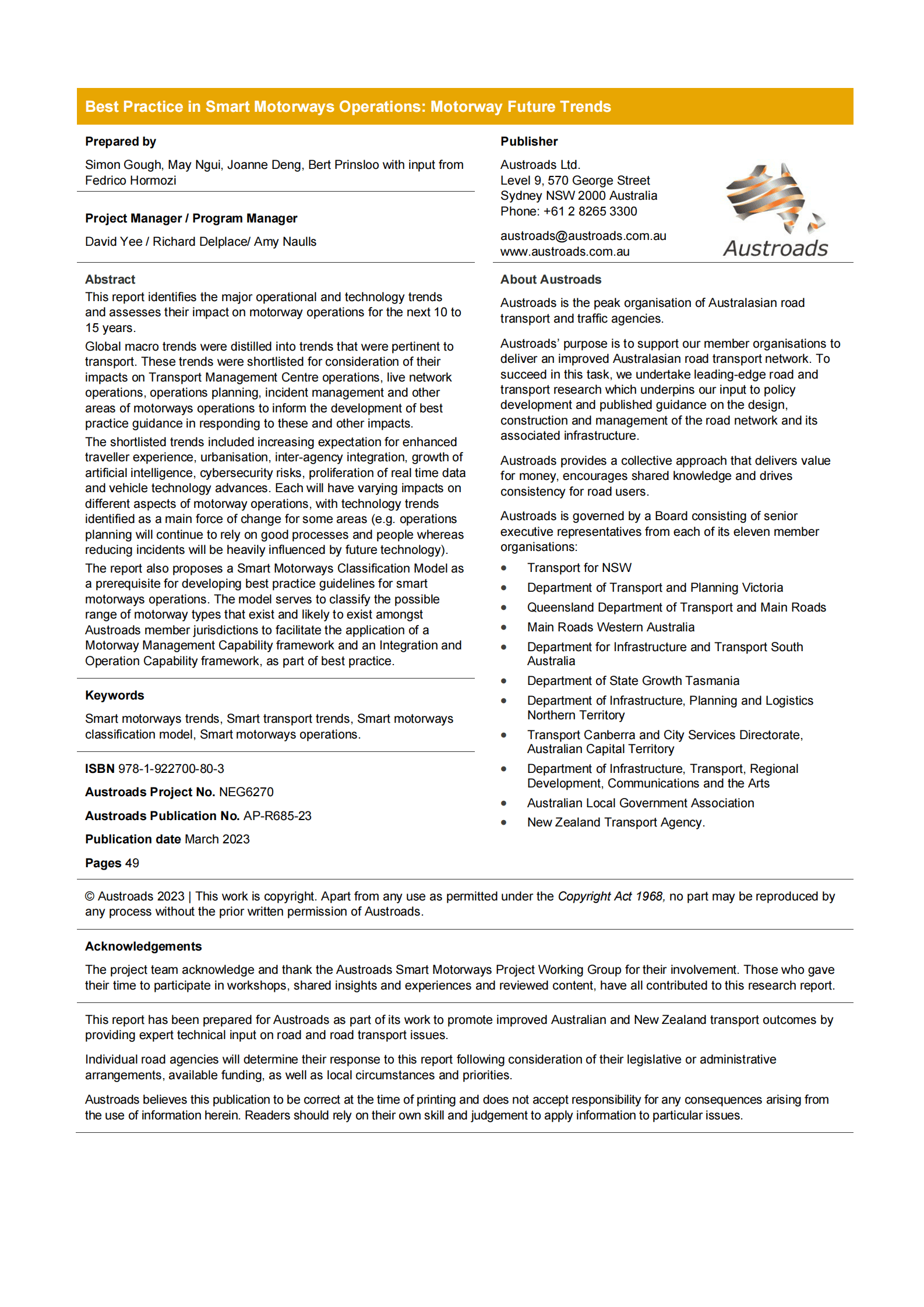 Austroads：智能高速公路运营的最佳实践：高速公路未来趋势【英文版】 第2页
