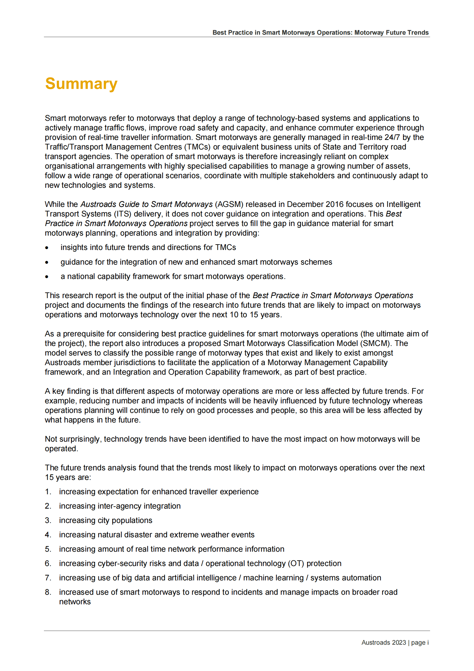 Austroads：智能高速公路运营的最佳实践：高速公路未来趋势【英文版】 第3页