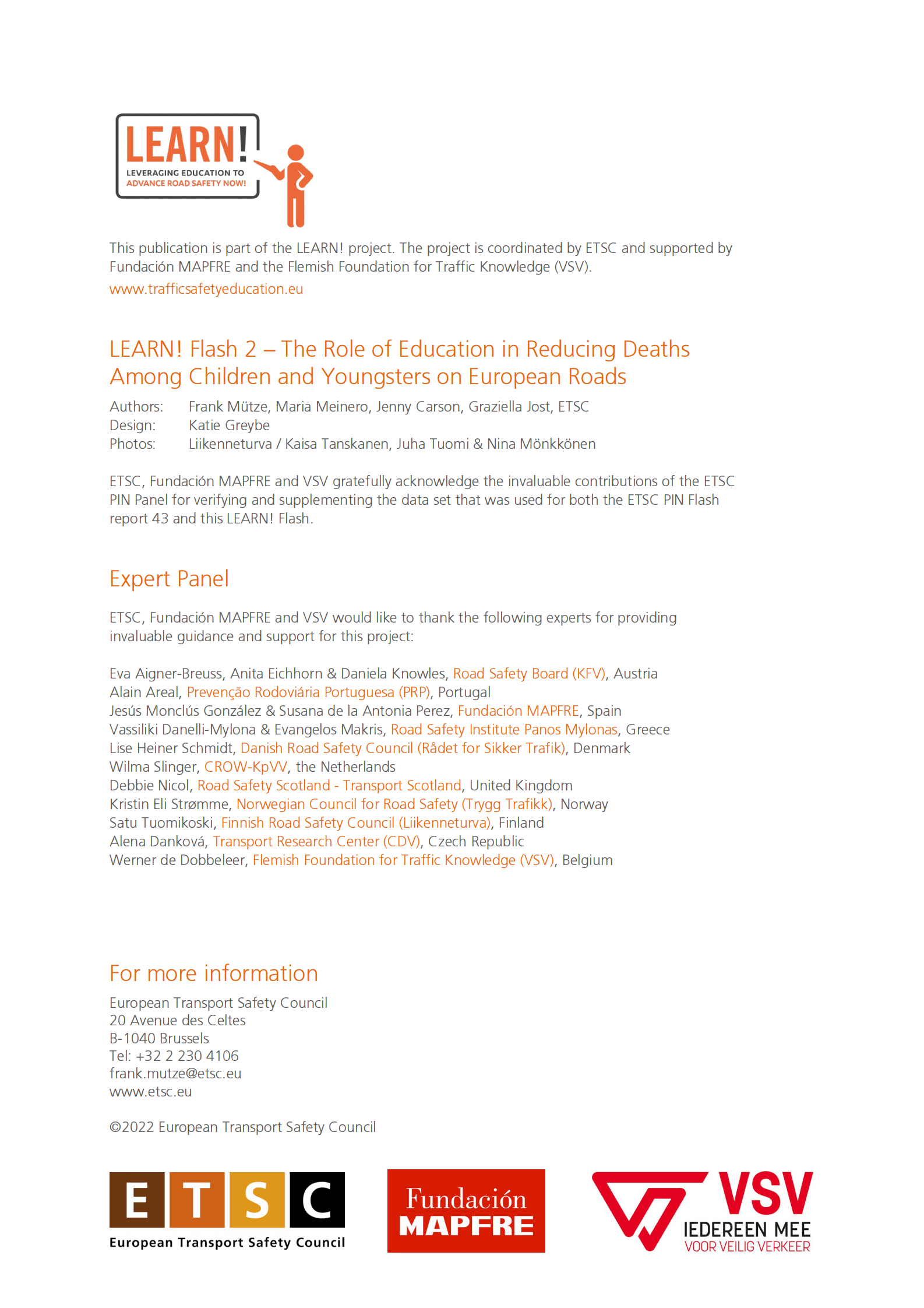 ETSC：教育在减少欧洲儿童和青少年死亡方面的作用【英文版】 第2页