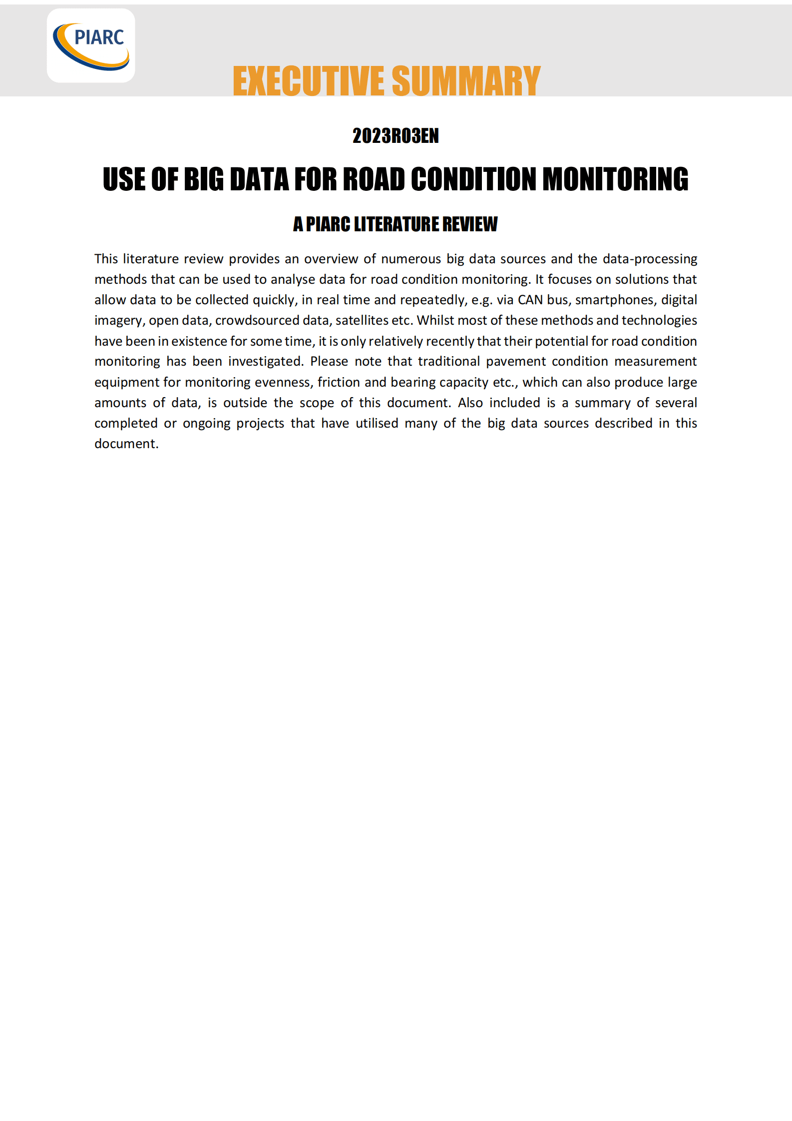 PIARC：大数据在路况监测中的应用【英文版】 第6页