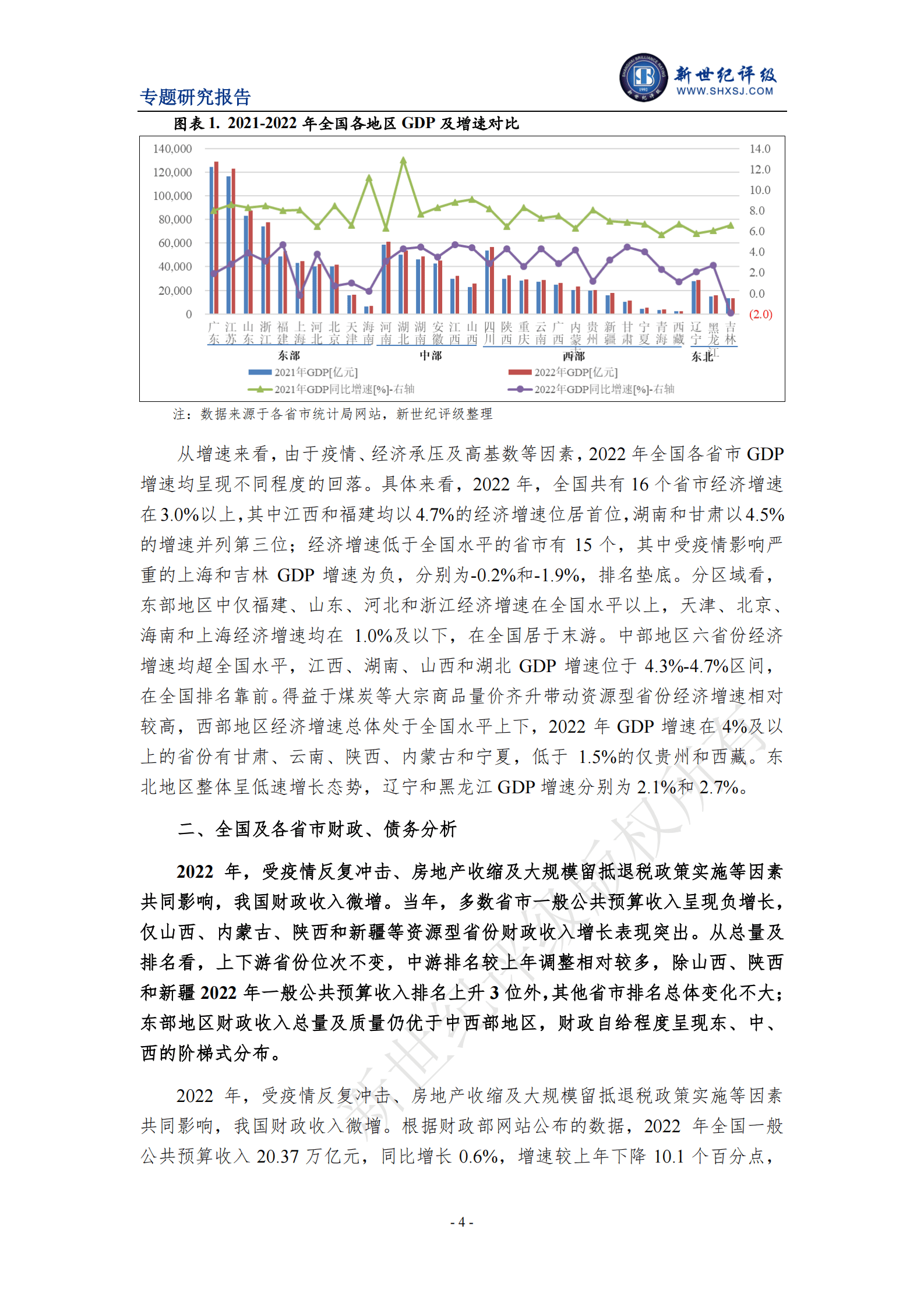 新世纪评级：2022年全国及各省市经济财政债务分析 第4页