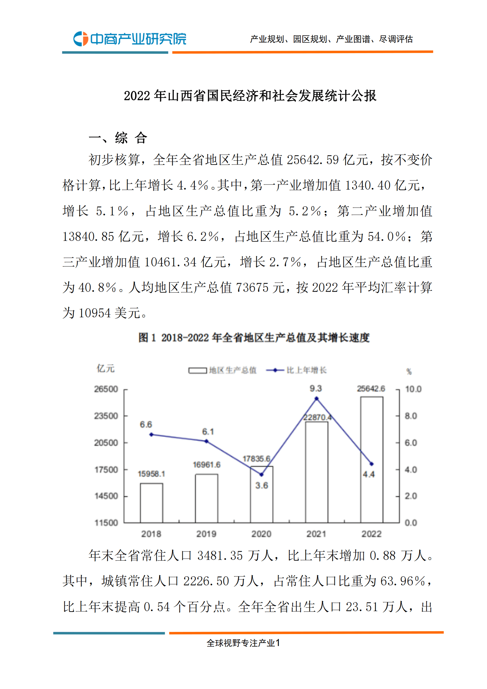 中商产业研究院：2022年山西省国民经济和社会发展统计公报 第3页