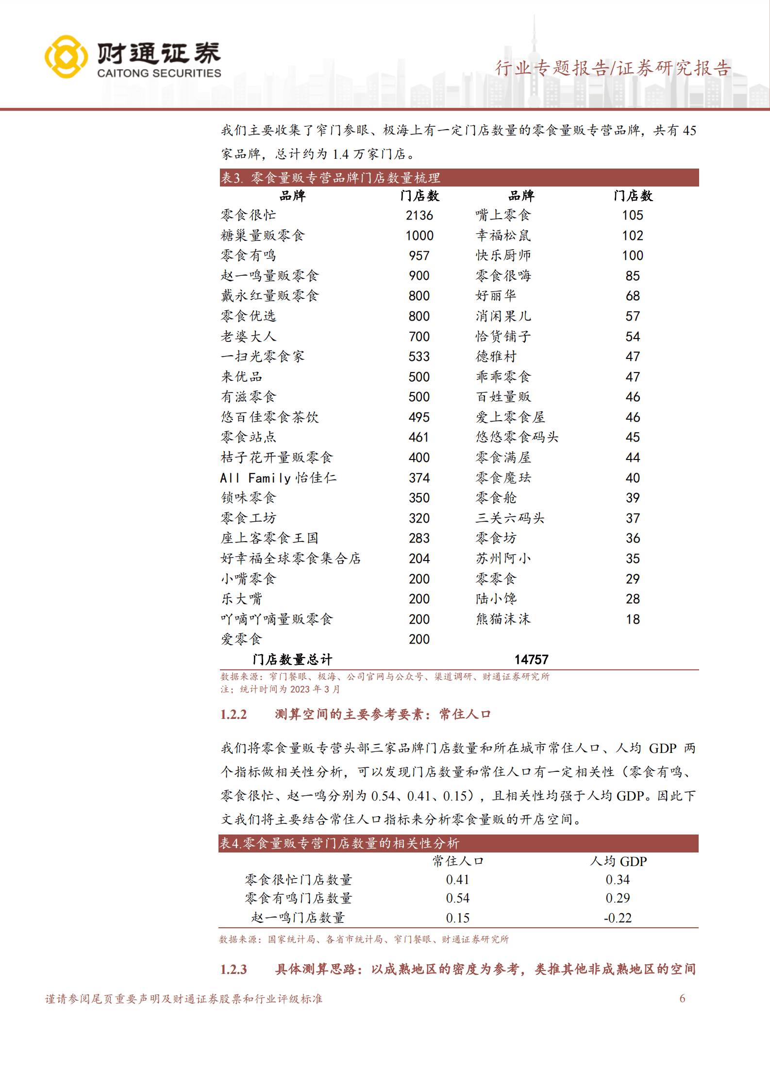 财通证券：零食量贩连锁赛道系列报告（一）：门店空间测算：4万家左右 第6页