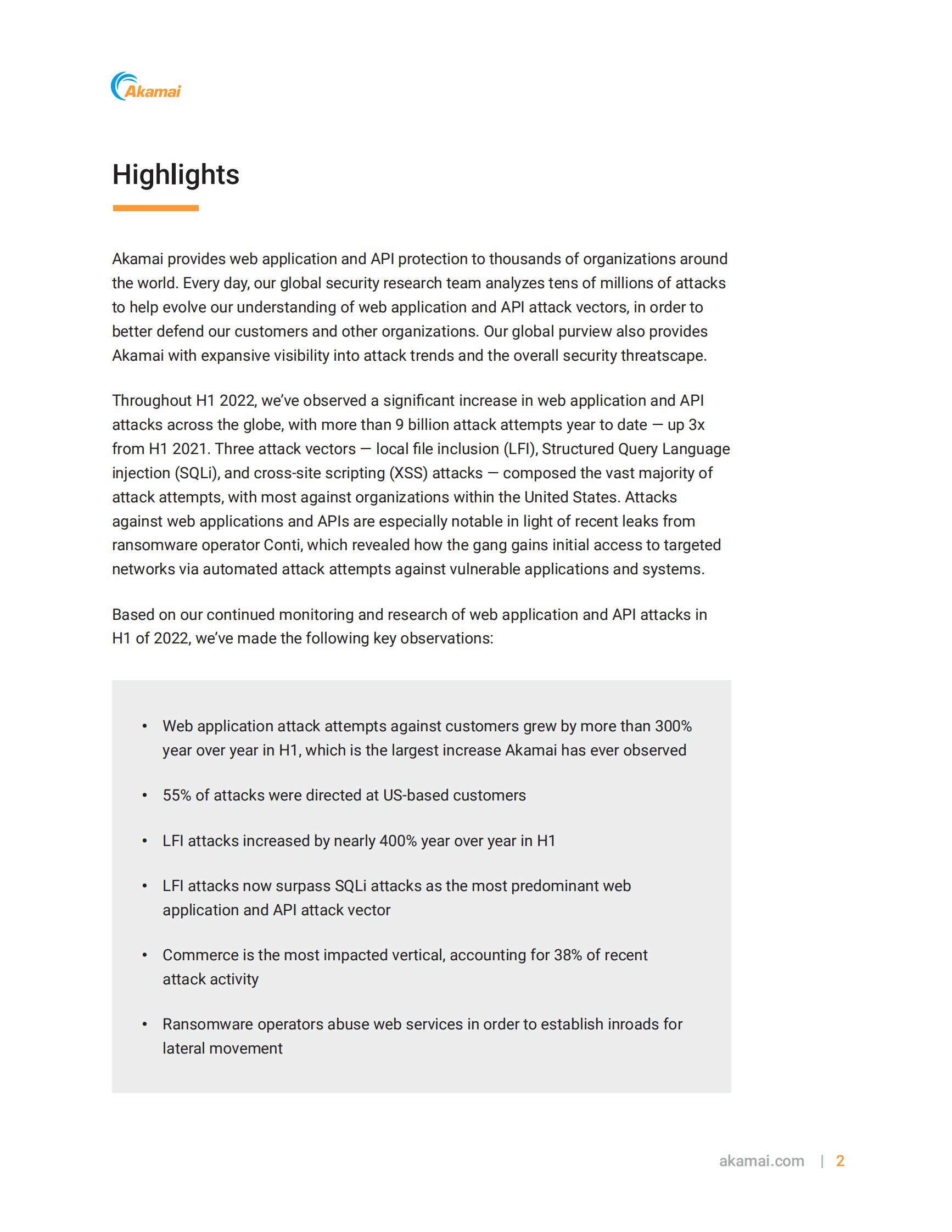 Akamai：2022上半年Web应用程序和API威胁报告【英文版】 第3页
