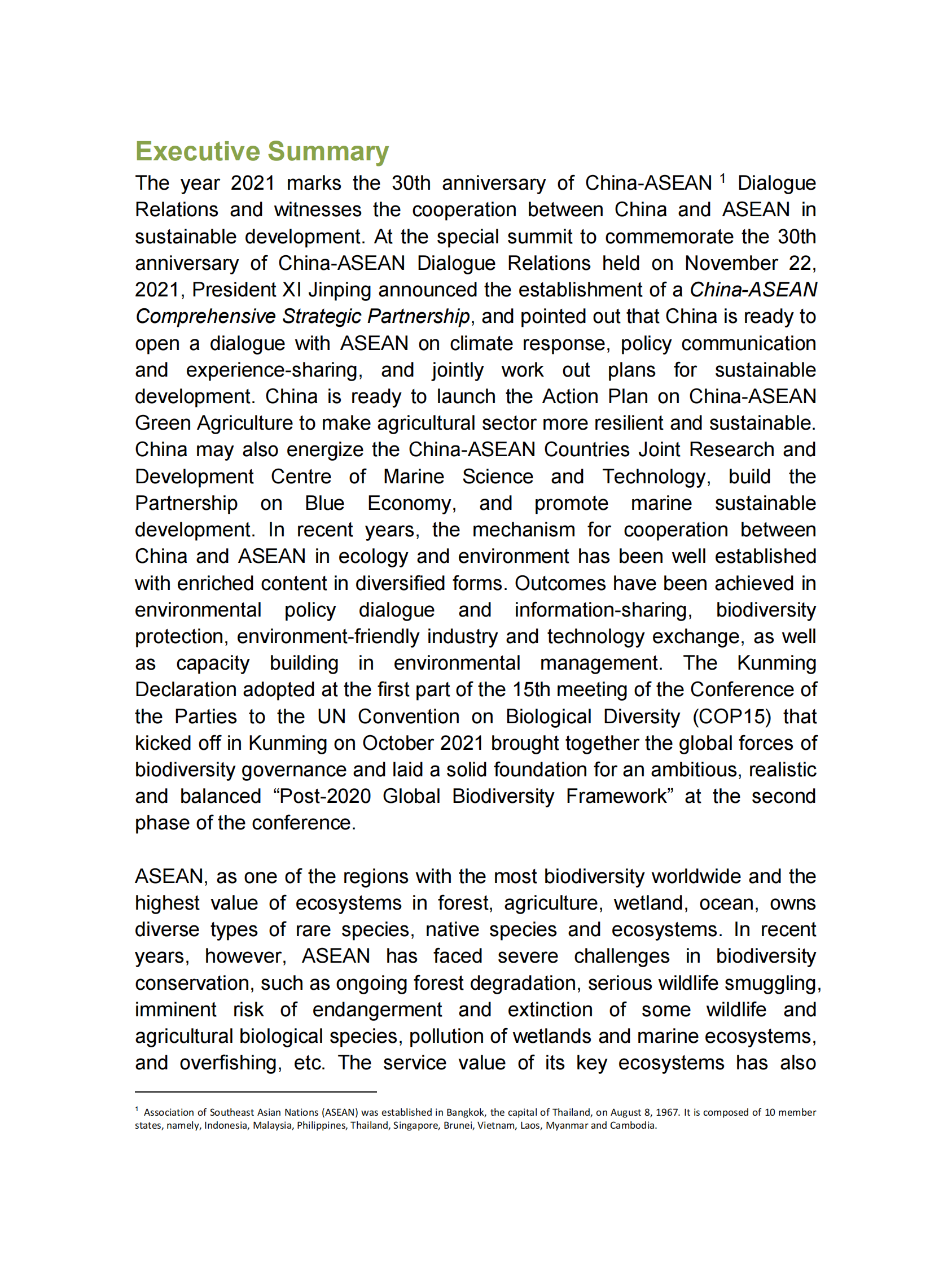 创绿研究院：迈向昆明，共促协调发展：东盟区域生物多样性保护资金综合分析 第4页
