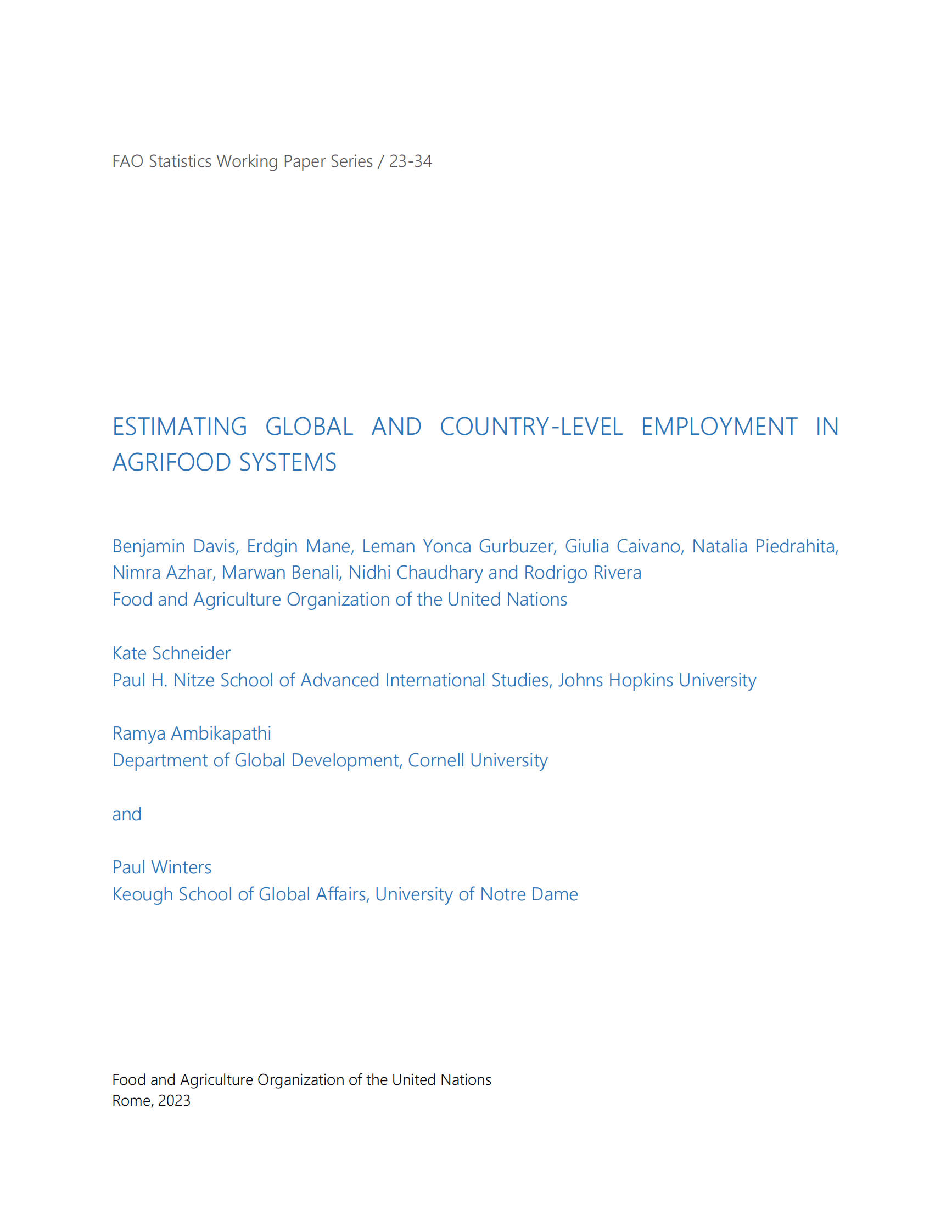 粮农组织：全球和国家层面农业粮食体系就业测算研究报告 第3页