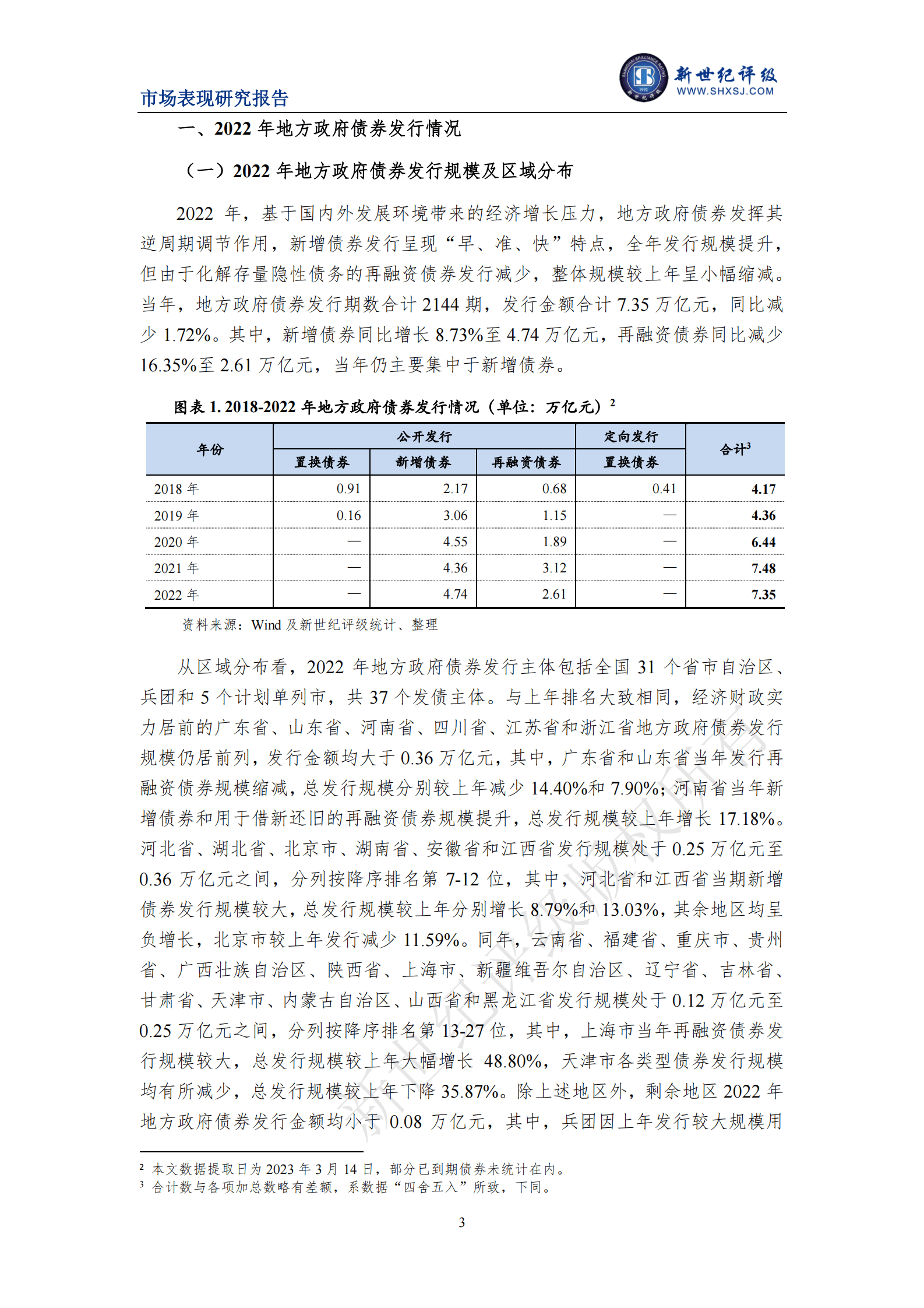 新世纪评级：2022年地方政府债券发行情况和市场表现分析 第3页