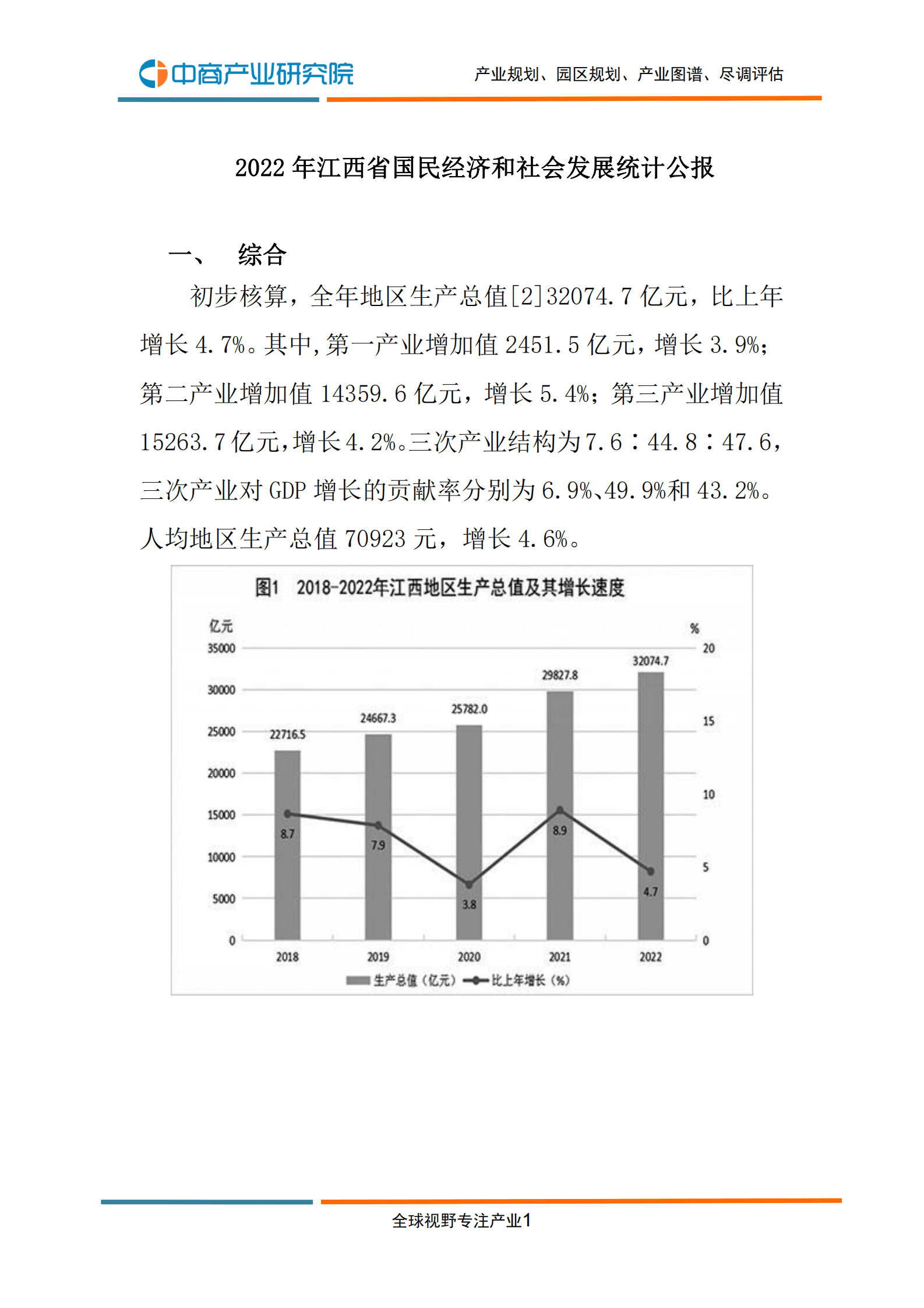 中商产业研究院：2022年江西省国民经济和社会发展统计公报 第3页