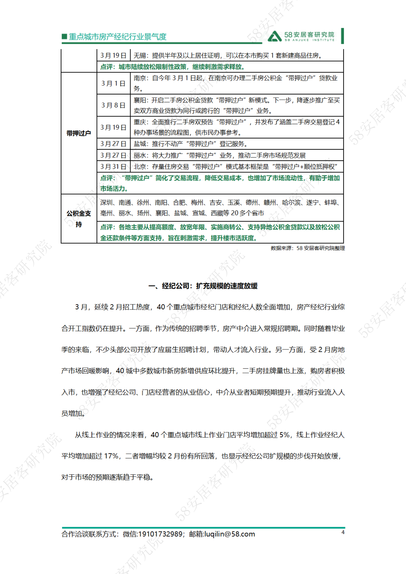 58安居客研究院：2023年3月重点城市房地产经纪行业景气度 第4页