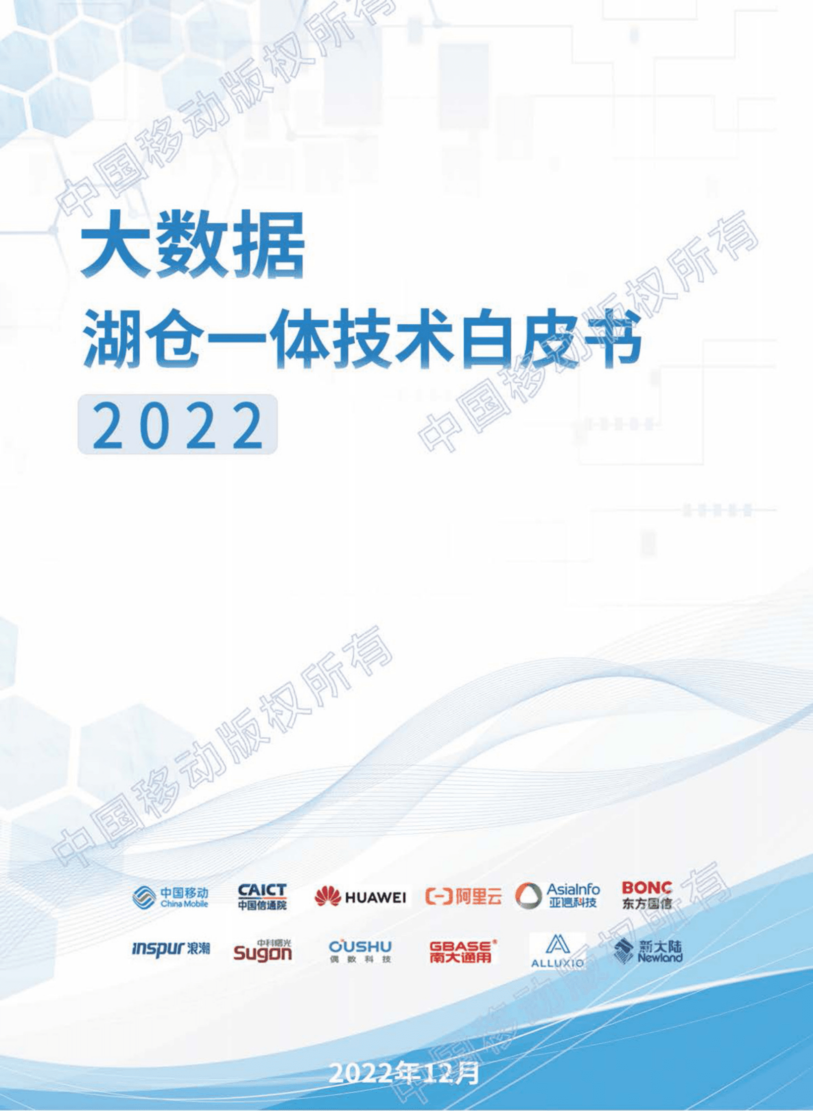 中国移动：2022大数据湖仓一体技术白皮书 第1页