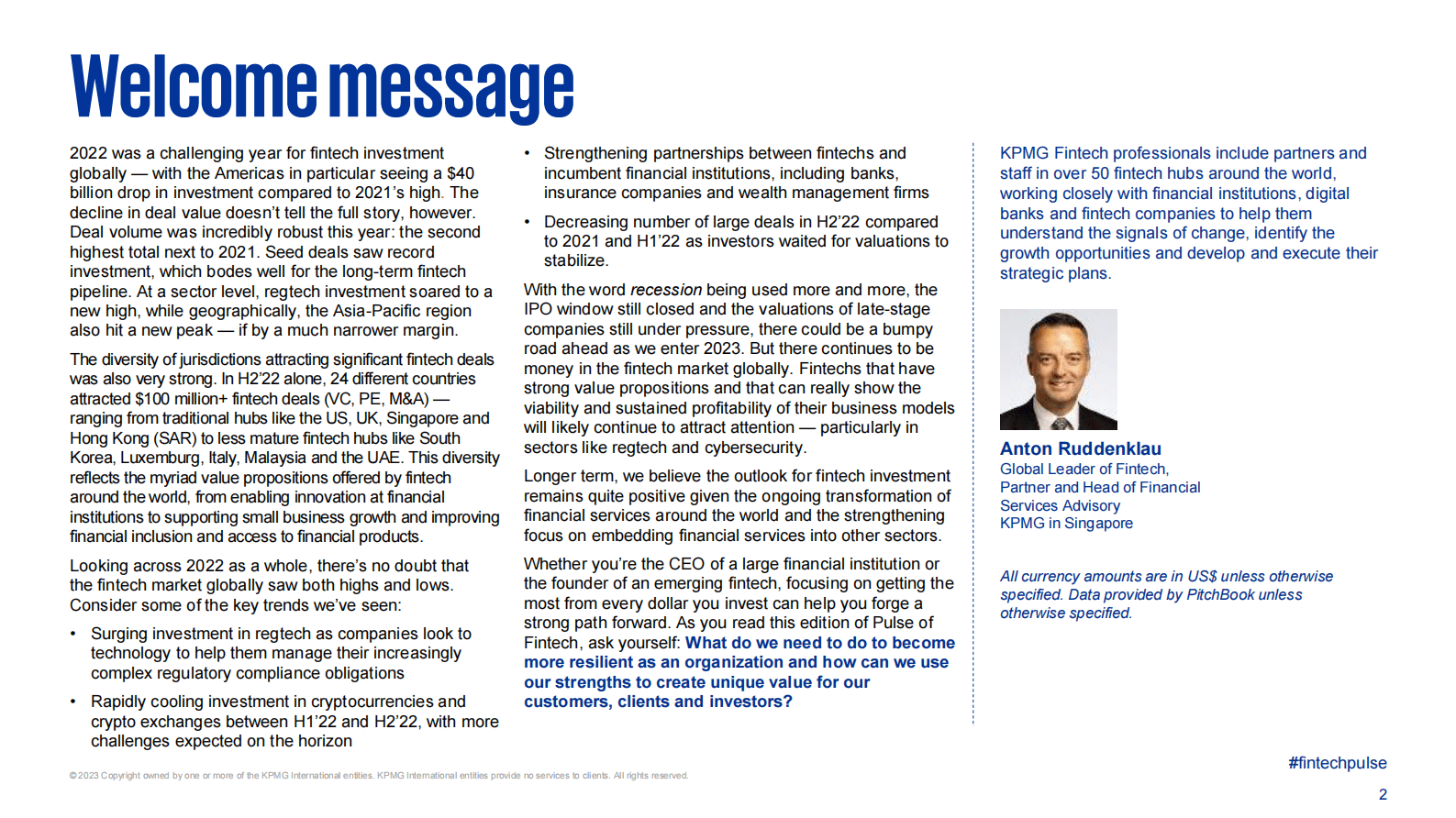 毕马威：2022年下半年金融科技报告【英文版】 第2页