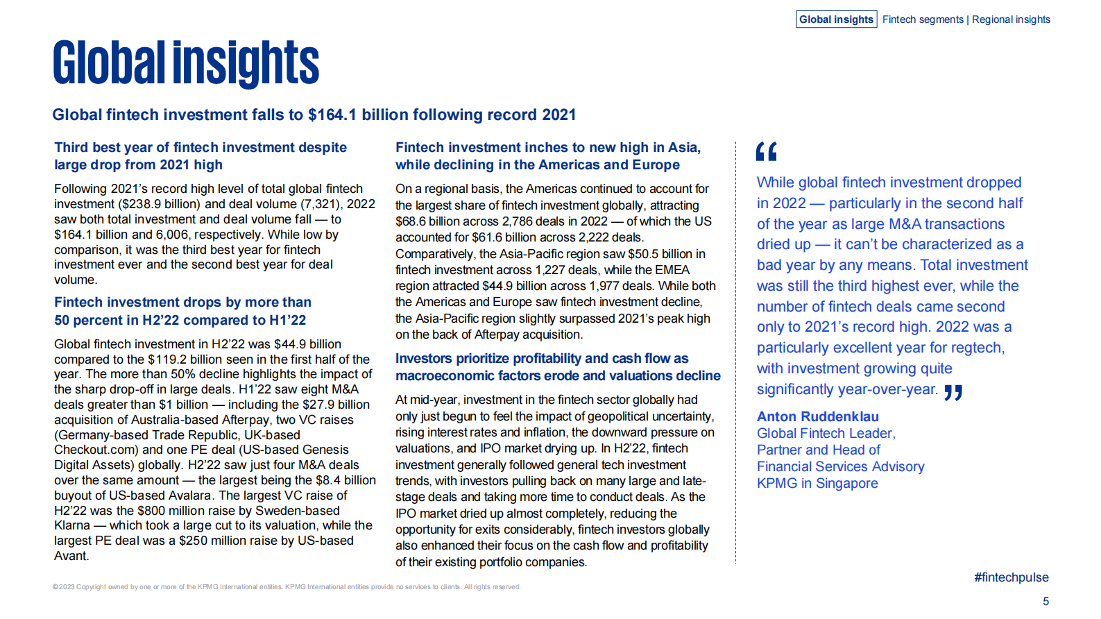 毕马威：2022年下半年金融科技报告【英文版】 第5页