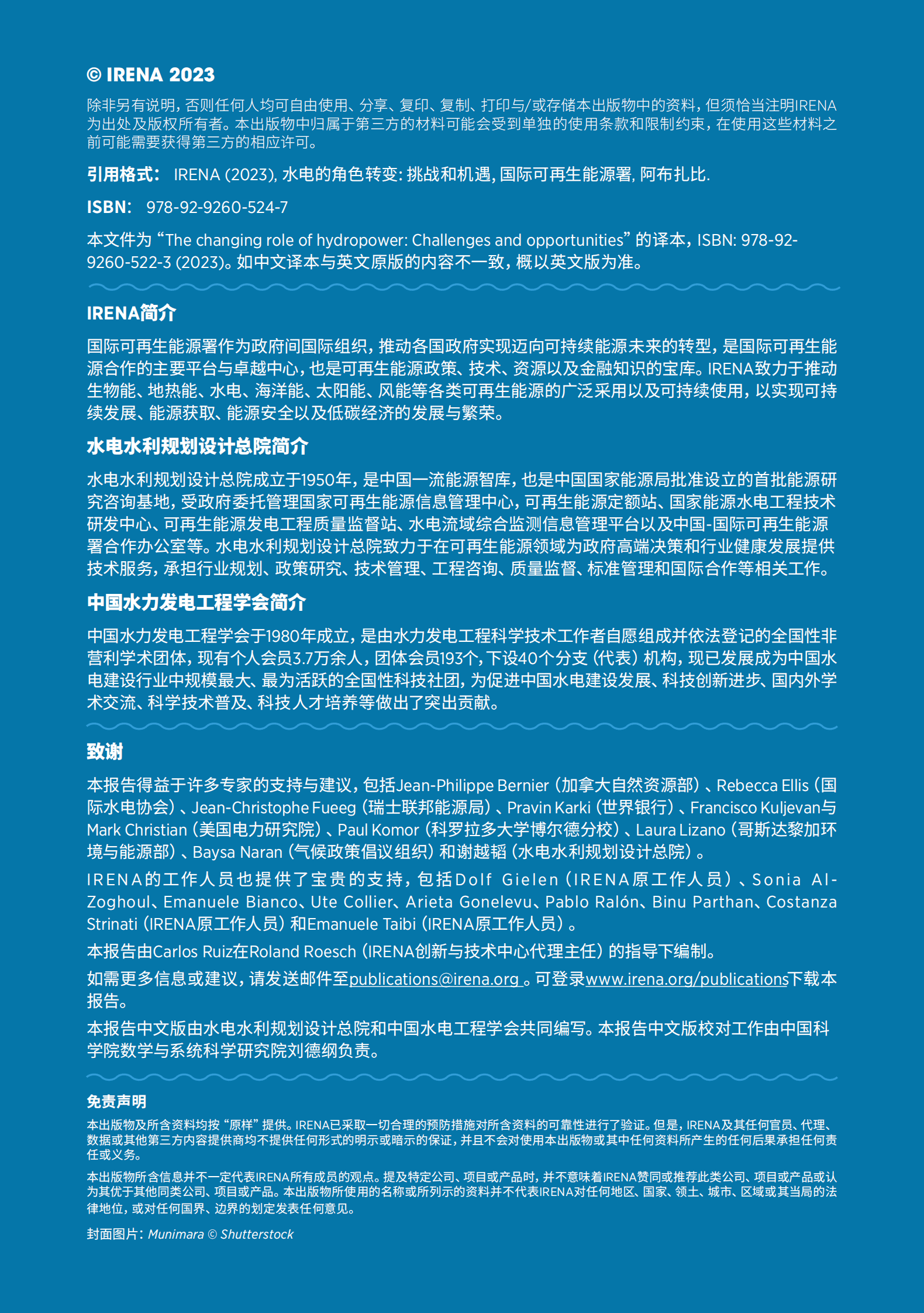 国际可再生能源署：水电的角色转变：挑战与机遇 第2页