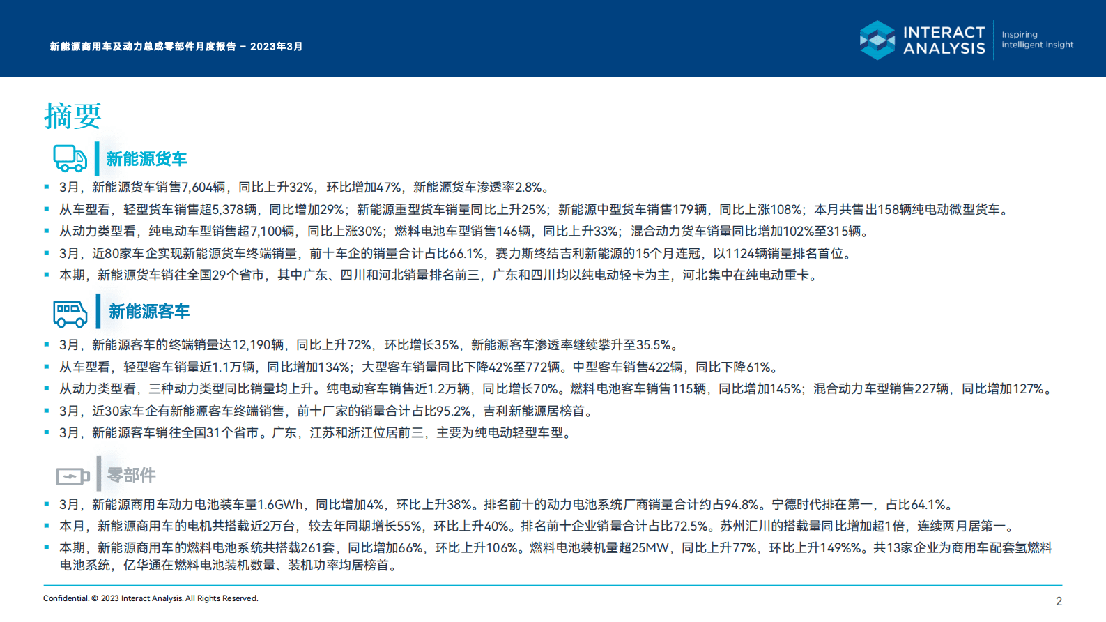 Interact Analysis：2023年3月中国新能源商用车及动力总成零部件月报 第2页