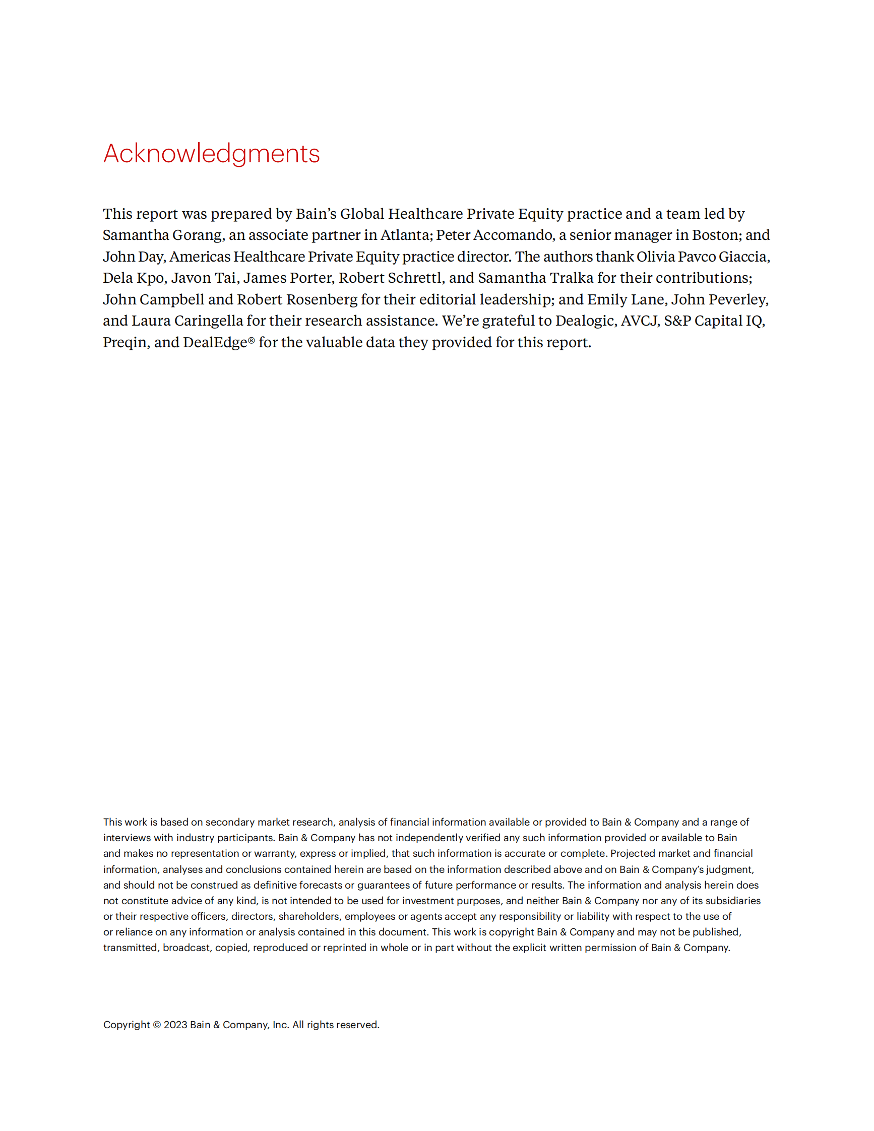 贝恩：2023年全球医疗健康行业私募股权报告【英文版】 第2页