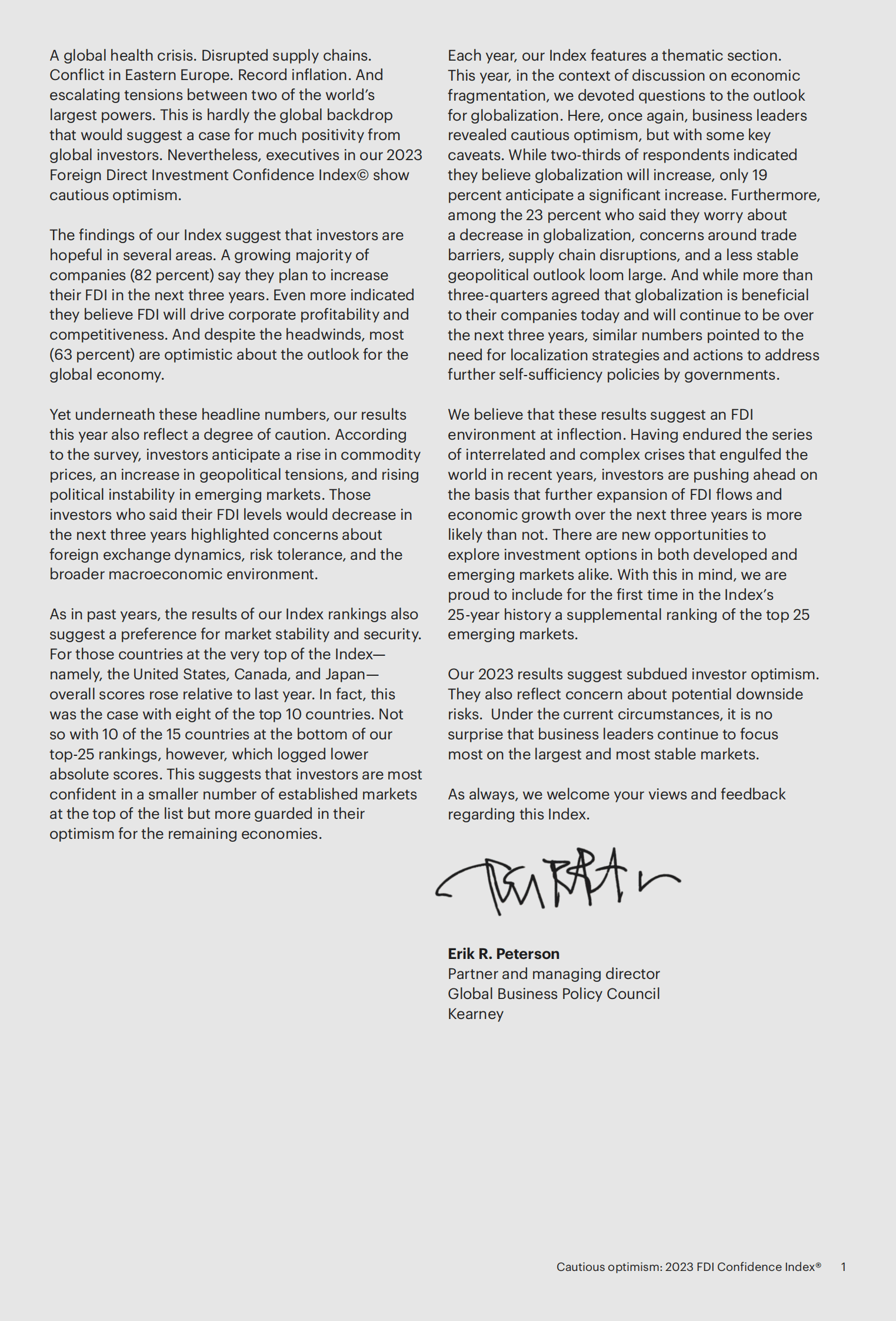 科尔尼：2023年全球外商直接投资信心指数报告【英文版】 第3页