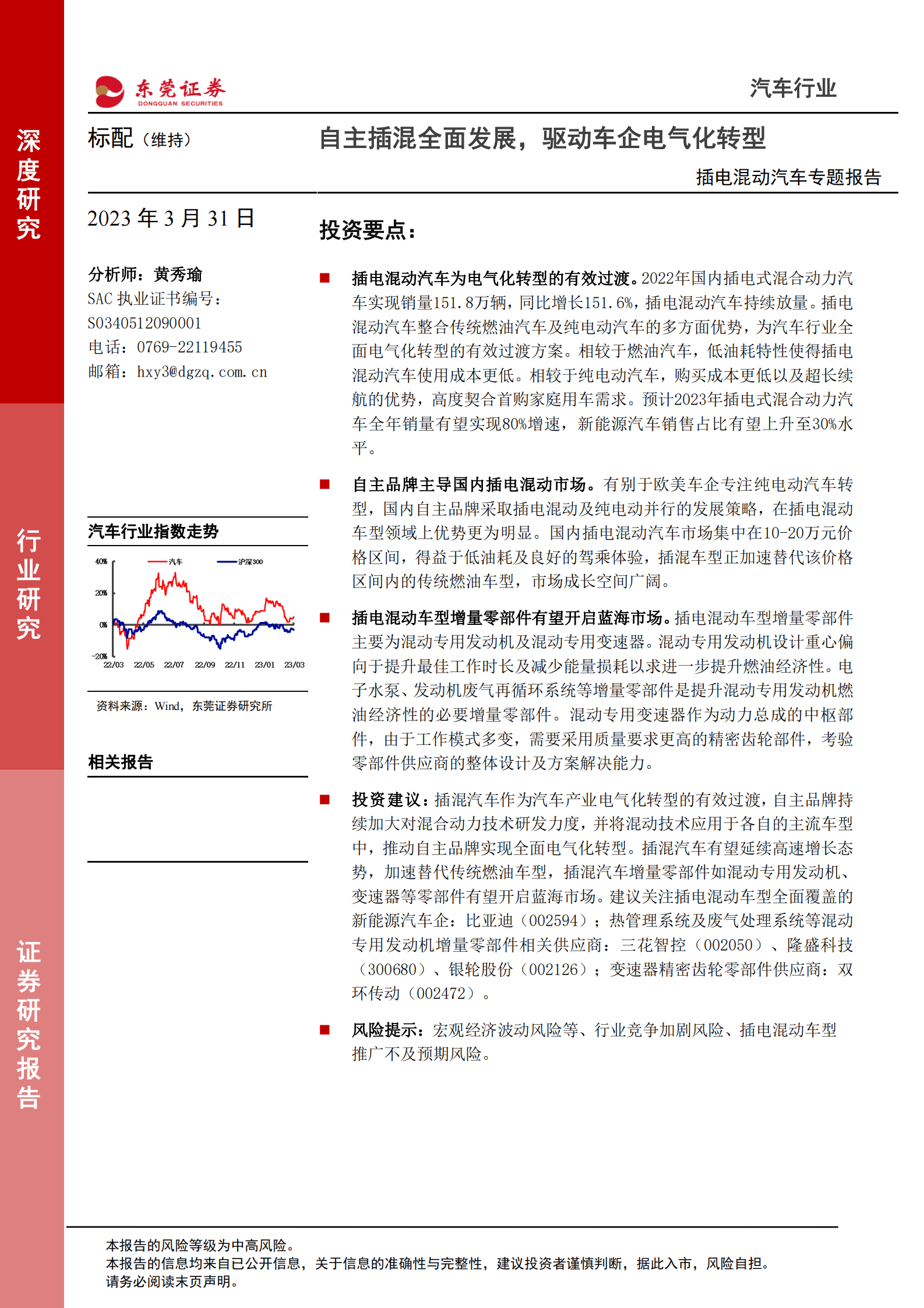 插电混动汽车市场洞察报告 第1页