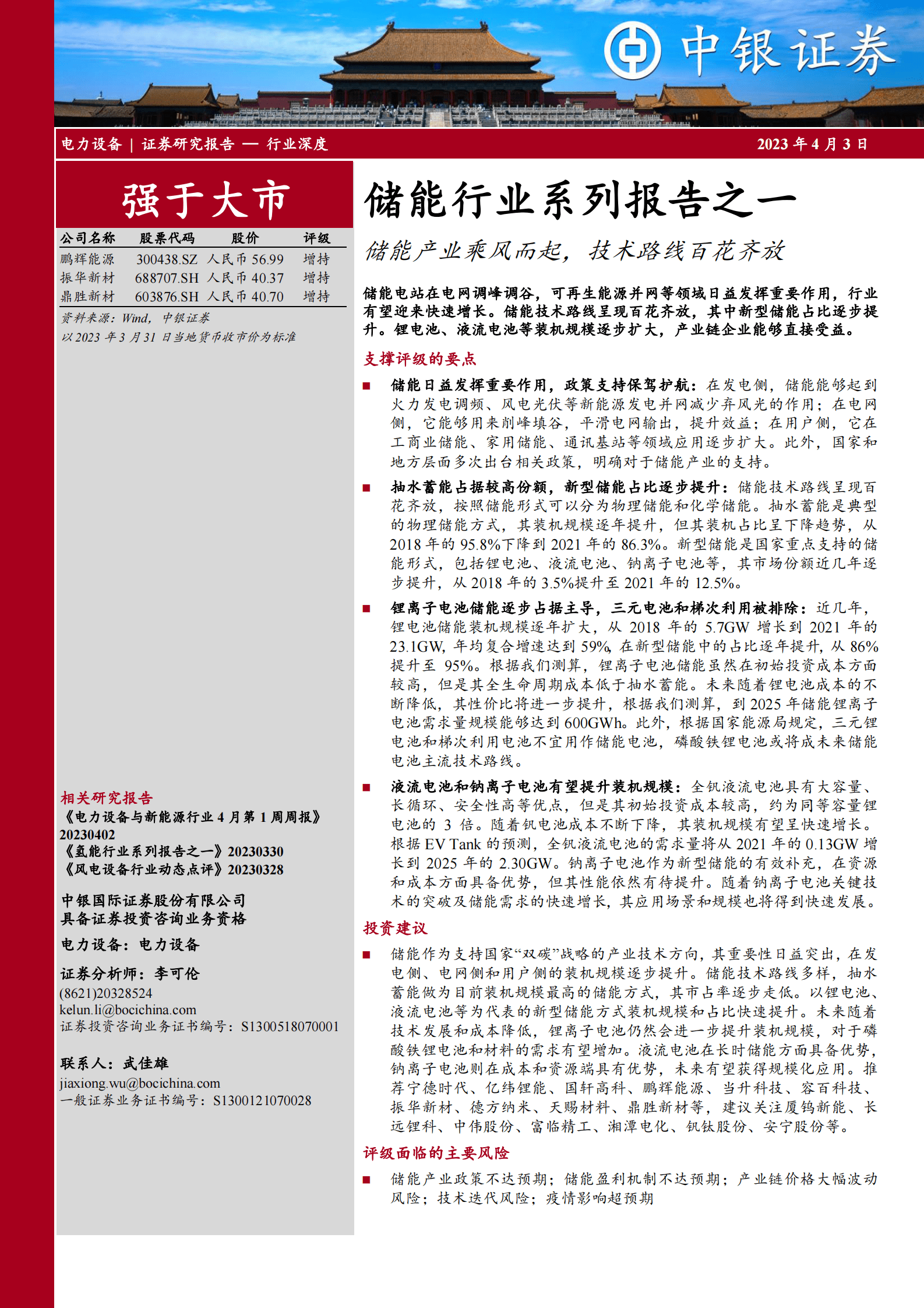 储能行业报告之一储能产业乘风而起，技术路线百花齐放 第1页