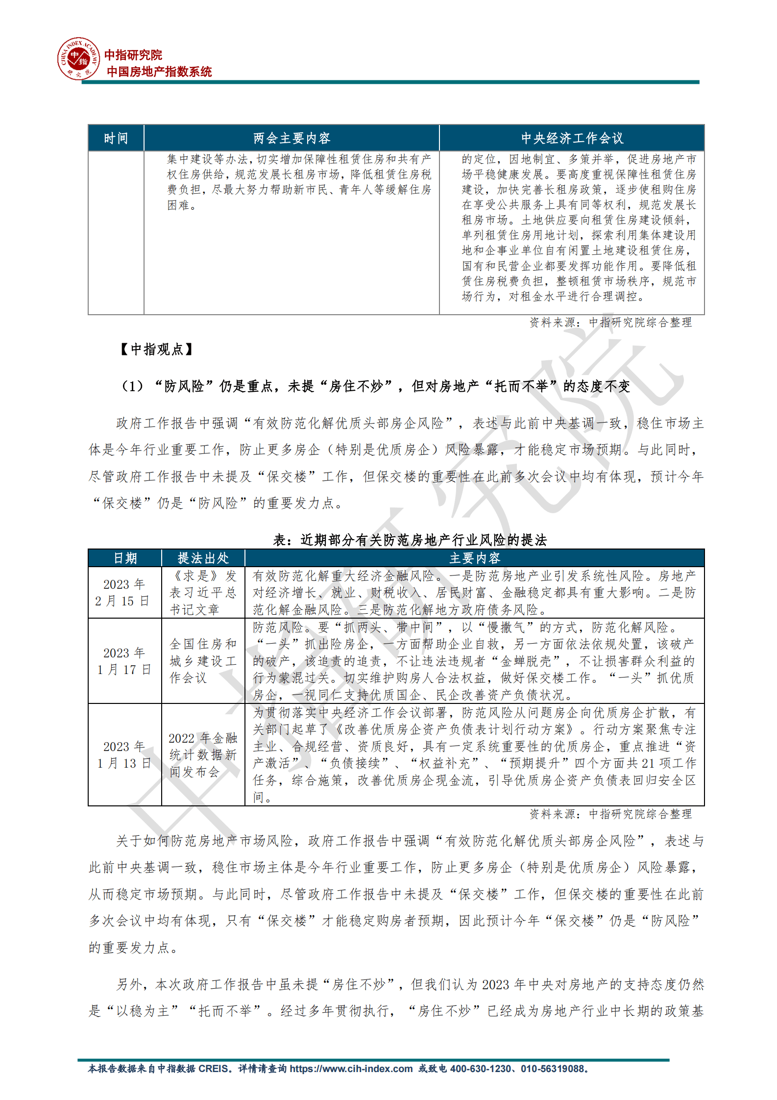 中指头=研究院：2023政府工作报告：防范化解优质头部房企风险，支持刚性和改善性住房需求 第4页