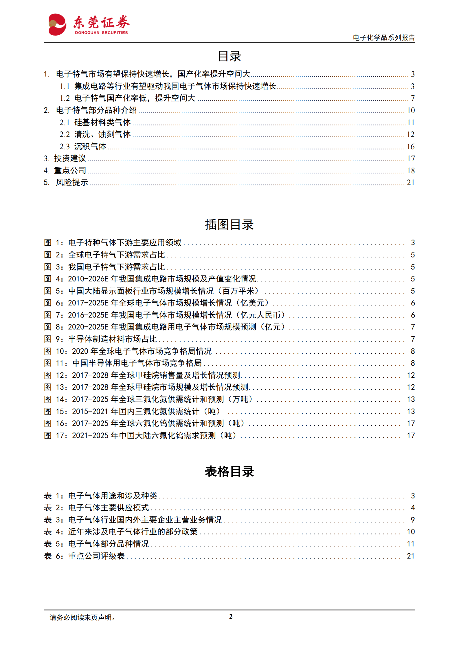 电子化学品系列报告之一：电子特气国产替代空间广阔 第2页