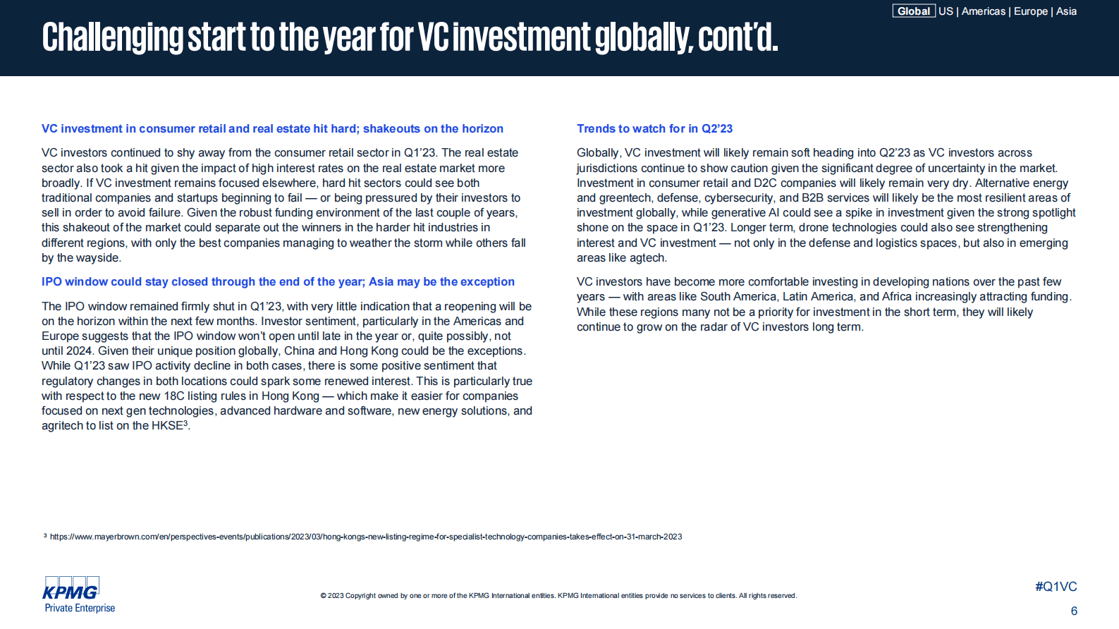 毕马威：2023年第一季度全球风险投资报告【英文版】 第6页