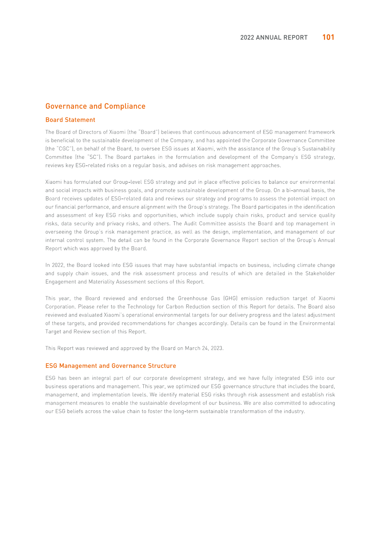 小米集团2022年环境、社会及管治报告【英文版】 第2页