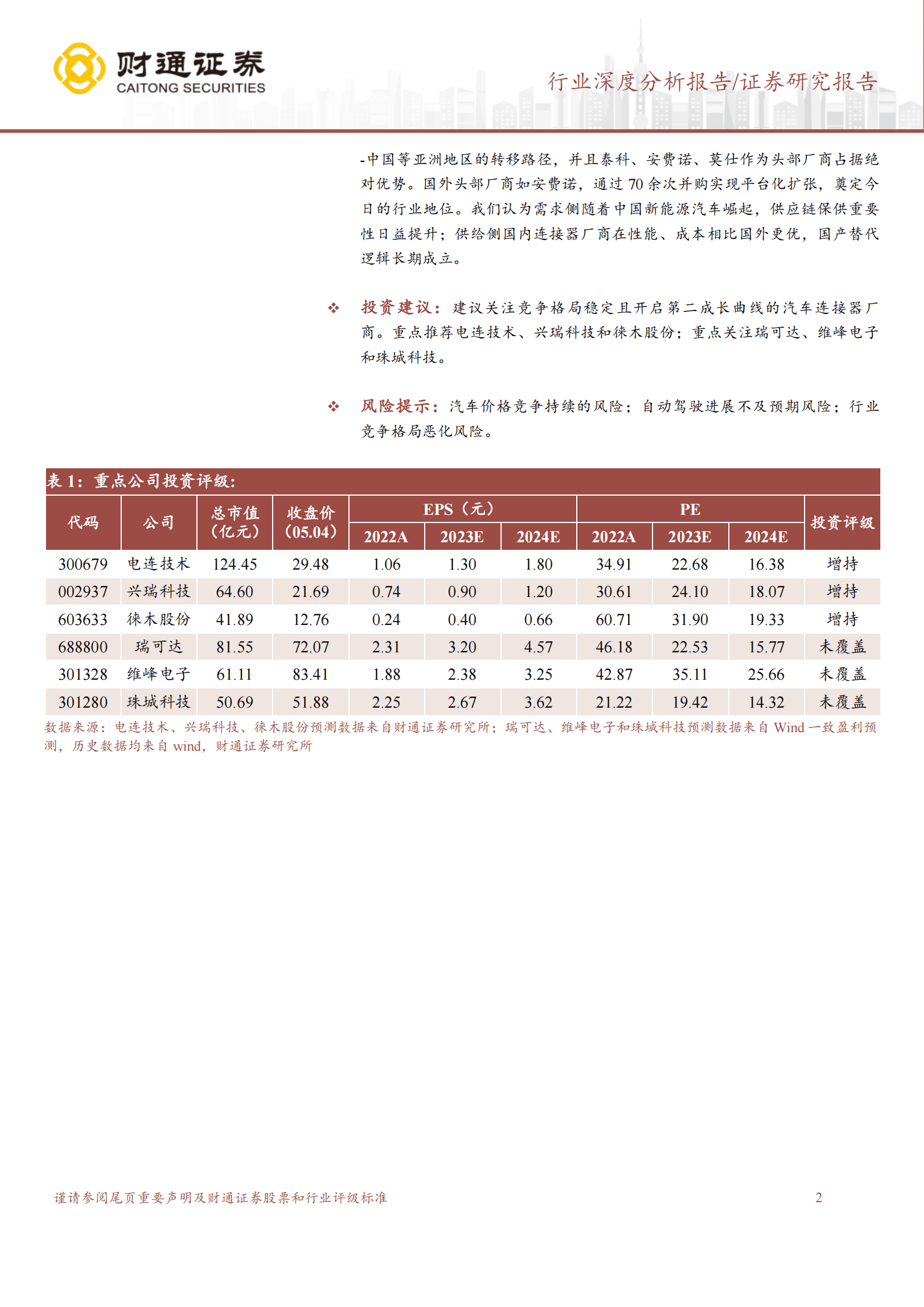 汽车连接器行业深度：新能源汽车风起云涌，汽车连接器拾级而上 第2页
