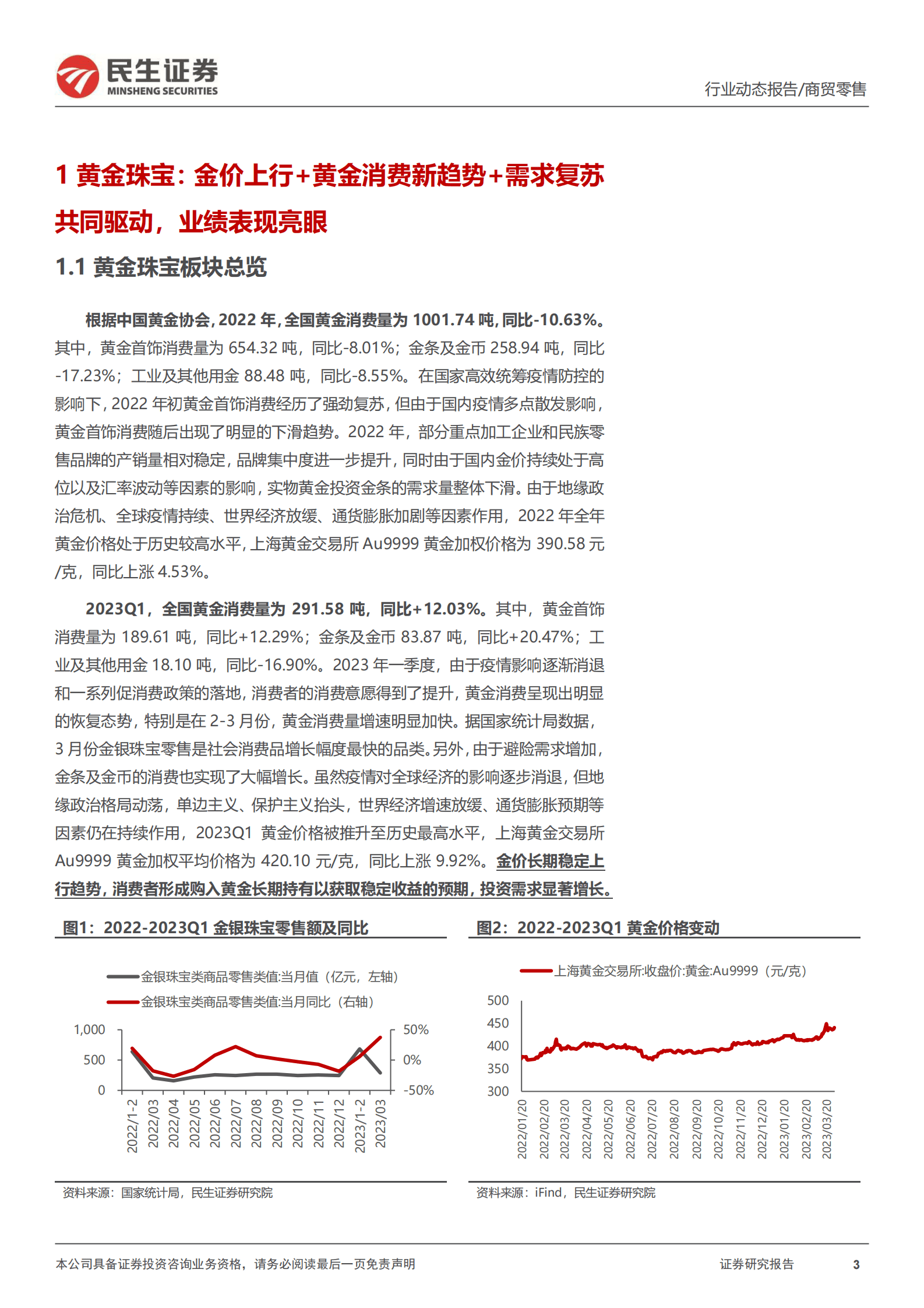 商贸零售行业2022年年报&2023年一季报综述：黄金珠宝&医美&跨境电商龙头表现亮眼，美妆板块业绩仍具韧性 第3页