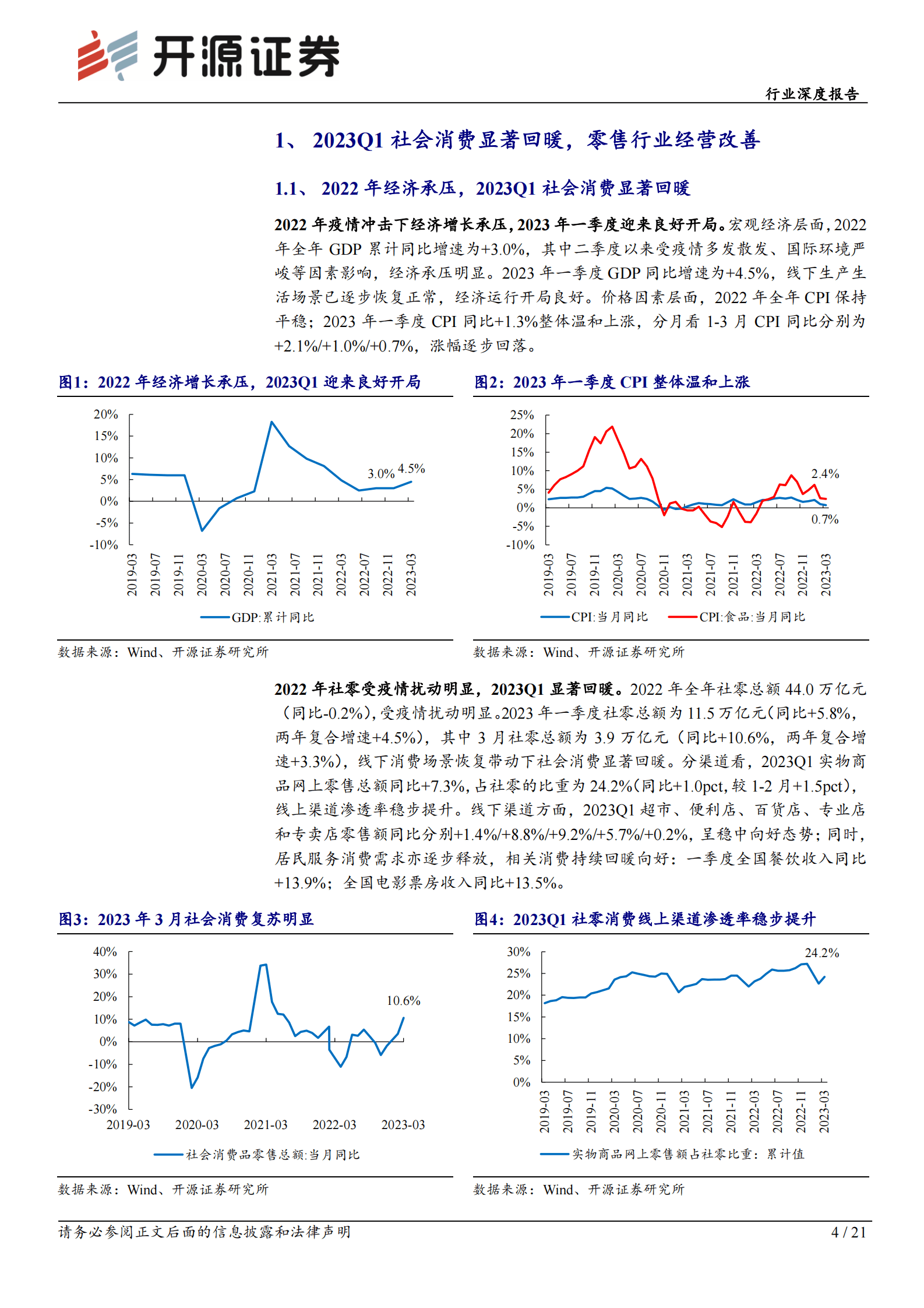 商贸零售行业深度报告：零售行业2022年报&2023年一季报综述：复苏之花徐徐盛开，关注黄金珠宝、医美化妆品龙头 第4页