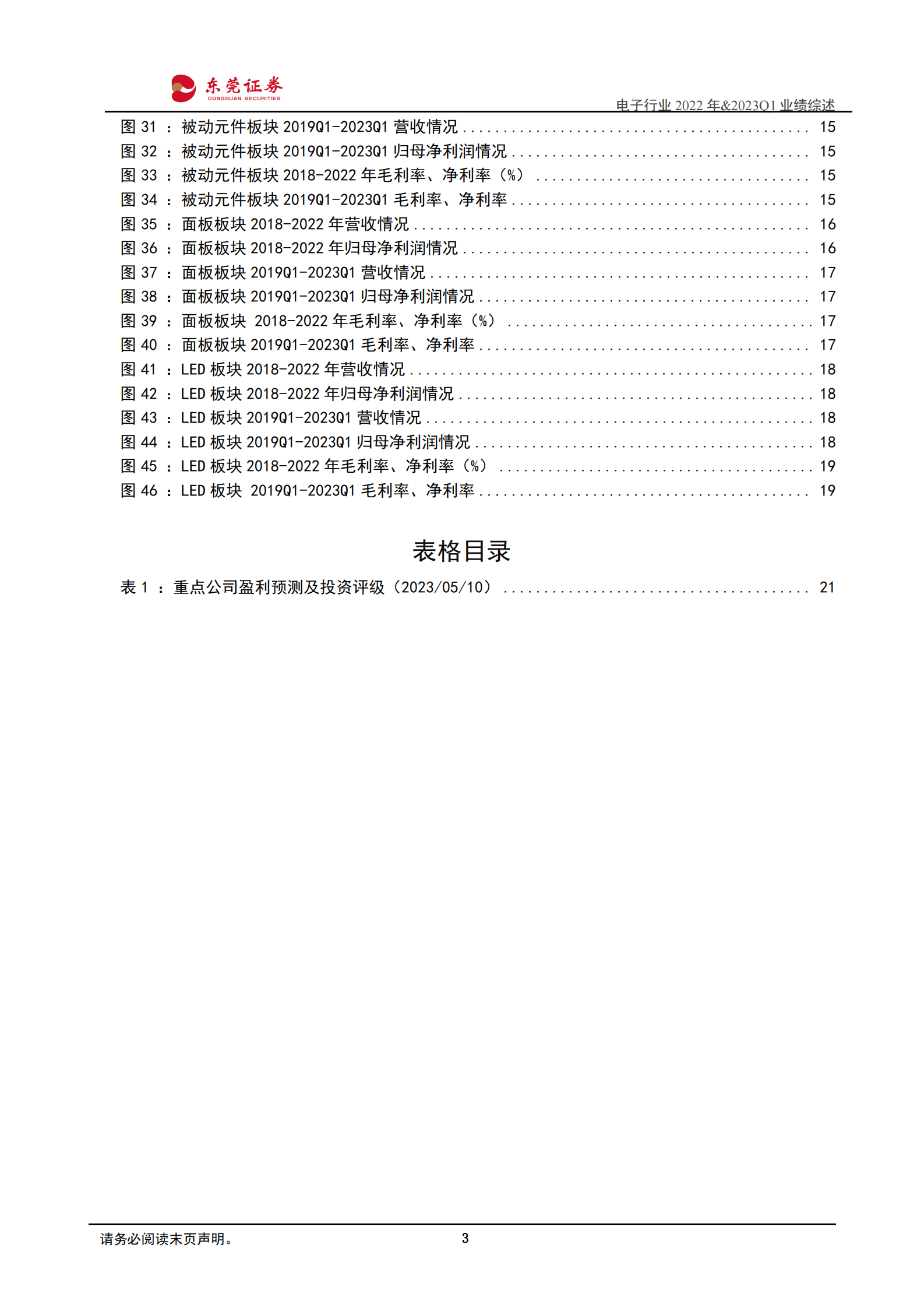 电子行业2022年年报&2023年一季报业绩综述：周期下行板块业绩承压，静待下游需求复苏 第3页
